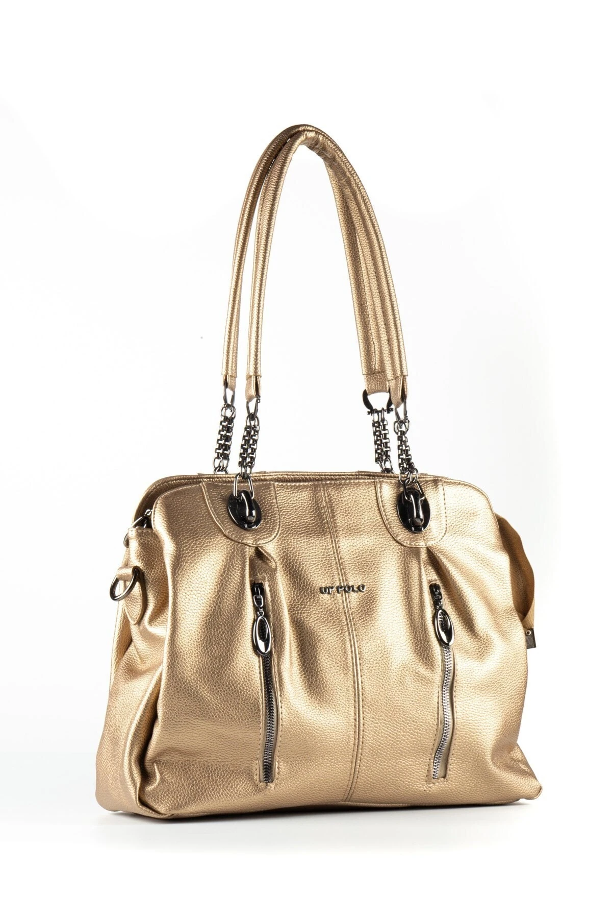 Altın Kadın Yıkanmış Deri Omuz Çantası Upb2710