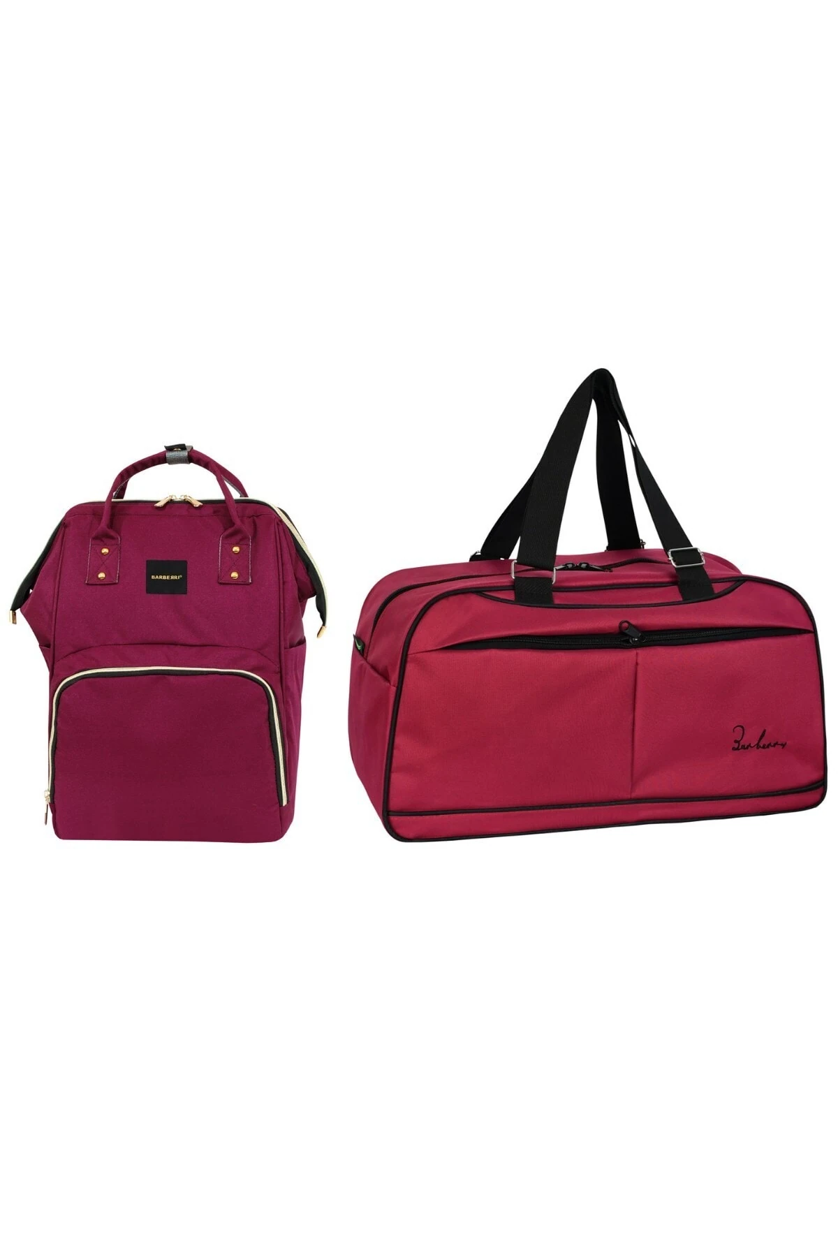 Anne Bebek Bakım Bordo Klasik Sırt Çantası Ve Orta Boy Spor/seyahat El Valizi