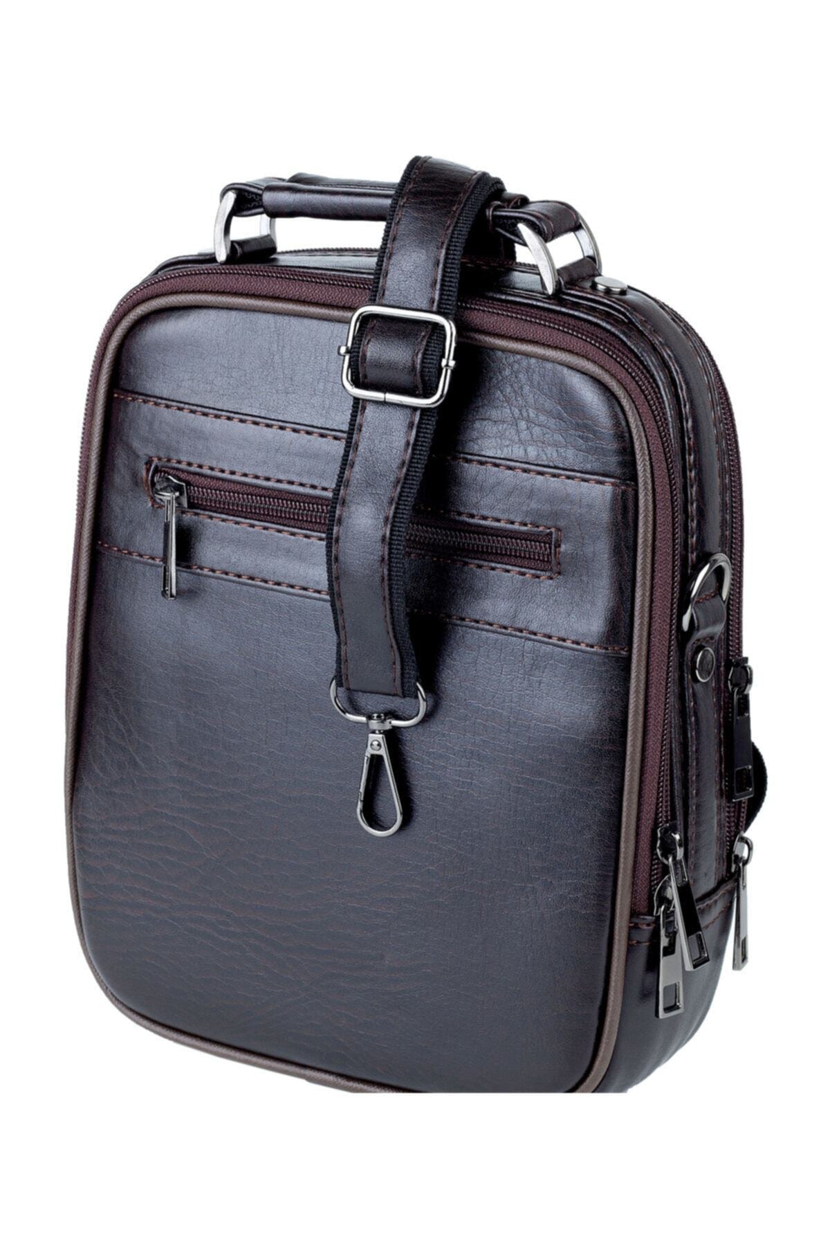 Erkek Kahverengi Çelik Kasalı  El ve Omuz Çantası