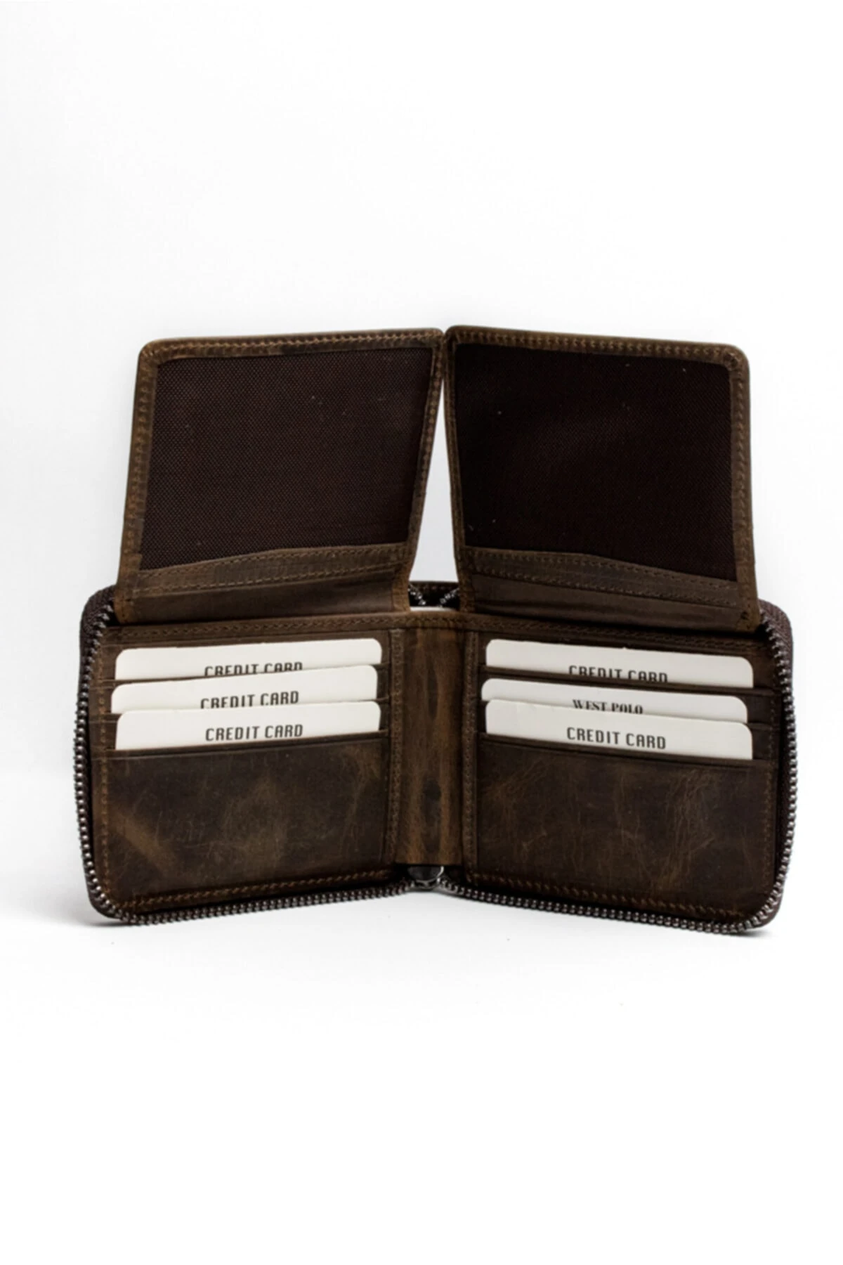 Hakiki Crazy Deri Unisex Fermuarlı Bozuk Para Bölmeli Cüzdan