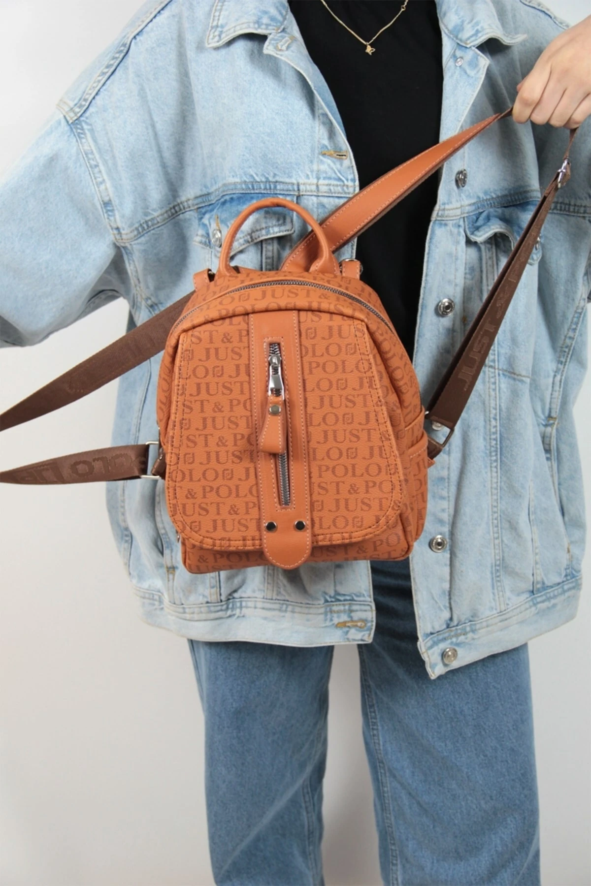 Taba Çok Bölmeli Astarlı Ayarlanabilir Askılı Kadın Sırt Çantası Mds2177