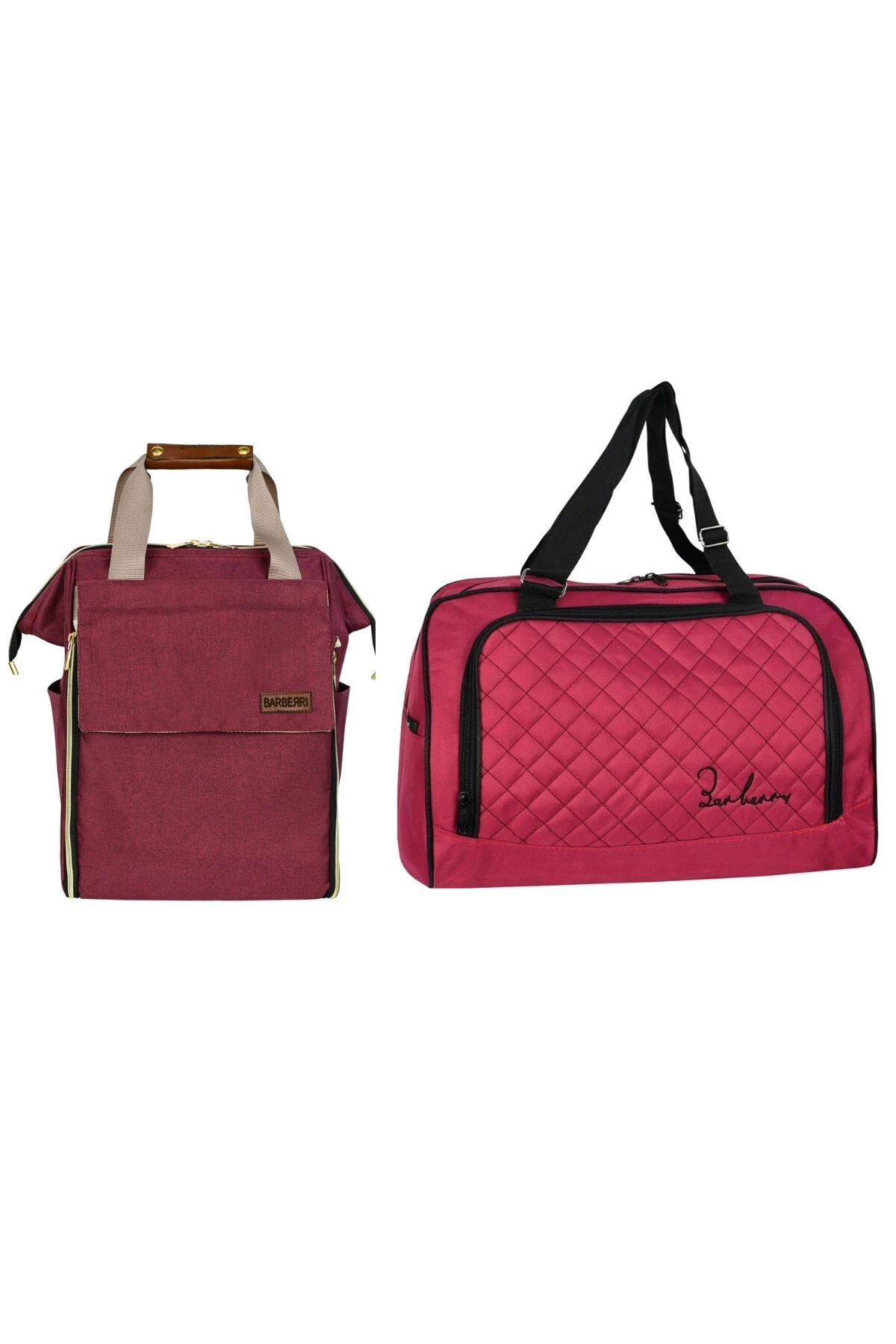 Anne Bebek Bakım Bordo Luks Sırt Çantası Ve Kapitoneli Büyük Boy El Valizi Kombin