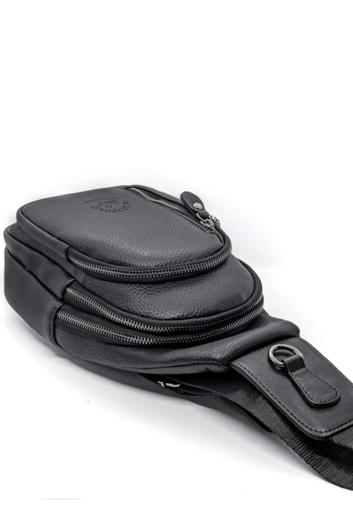 Erkek Siyah Çok Bölmeli Çapraz Göğüs Ve Omuz Çantası