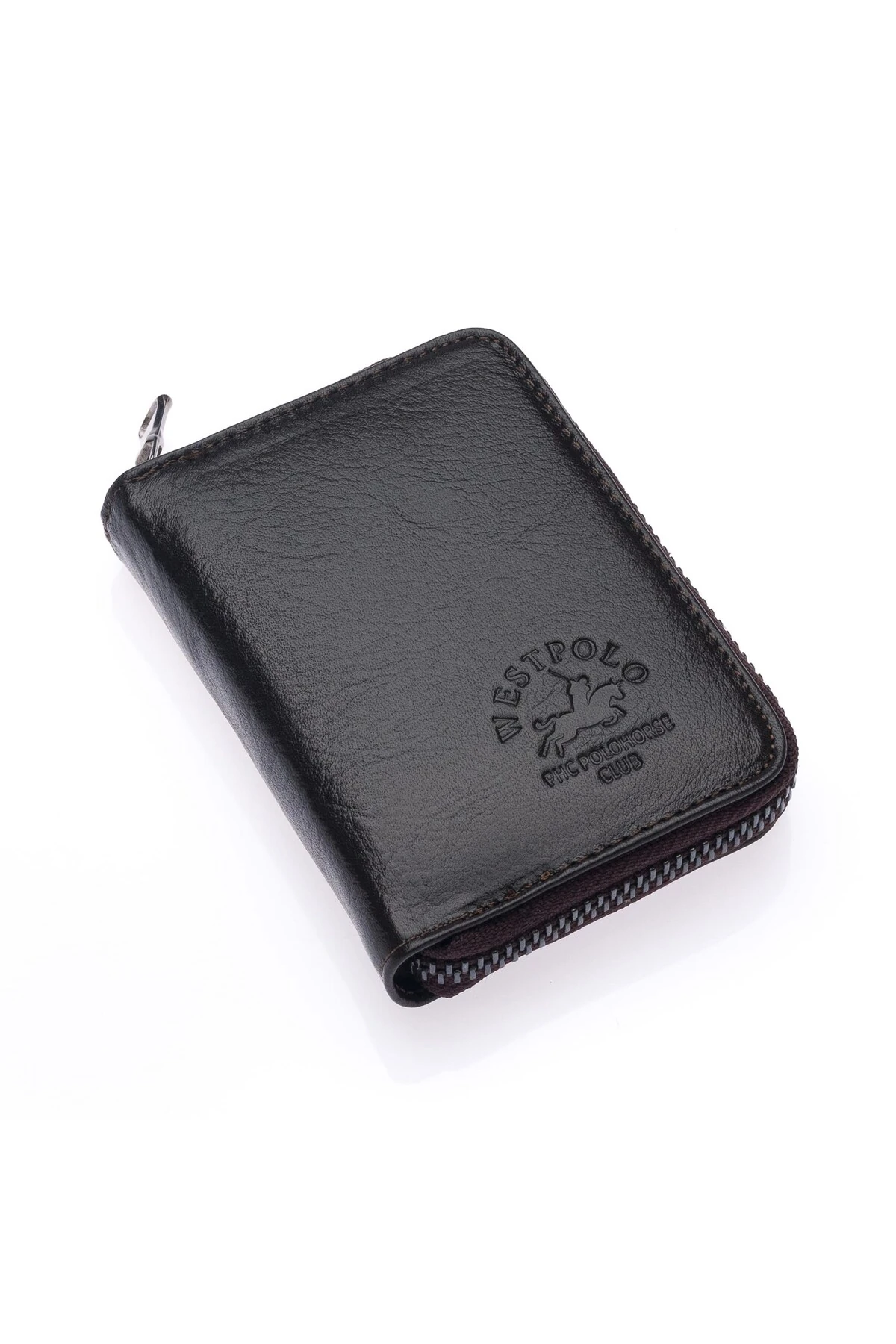 Bol Kartlıklı Kağıt Para Bölmeli Fermuarlı Bordo Hakiki Deri Unisex Kartlık Cüzdan TRY502