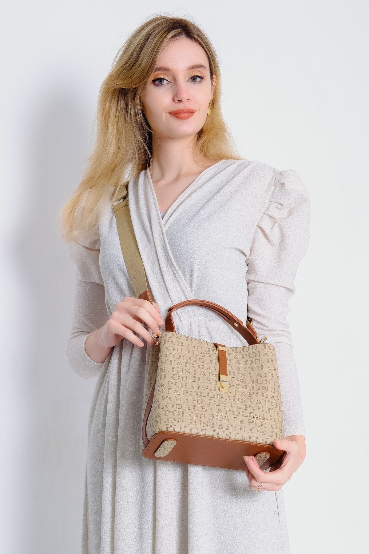 Vizon-taba Kadın Kilit Detaylı Omuz Çantası