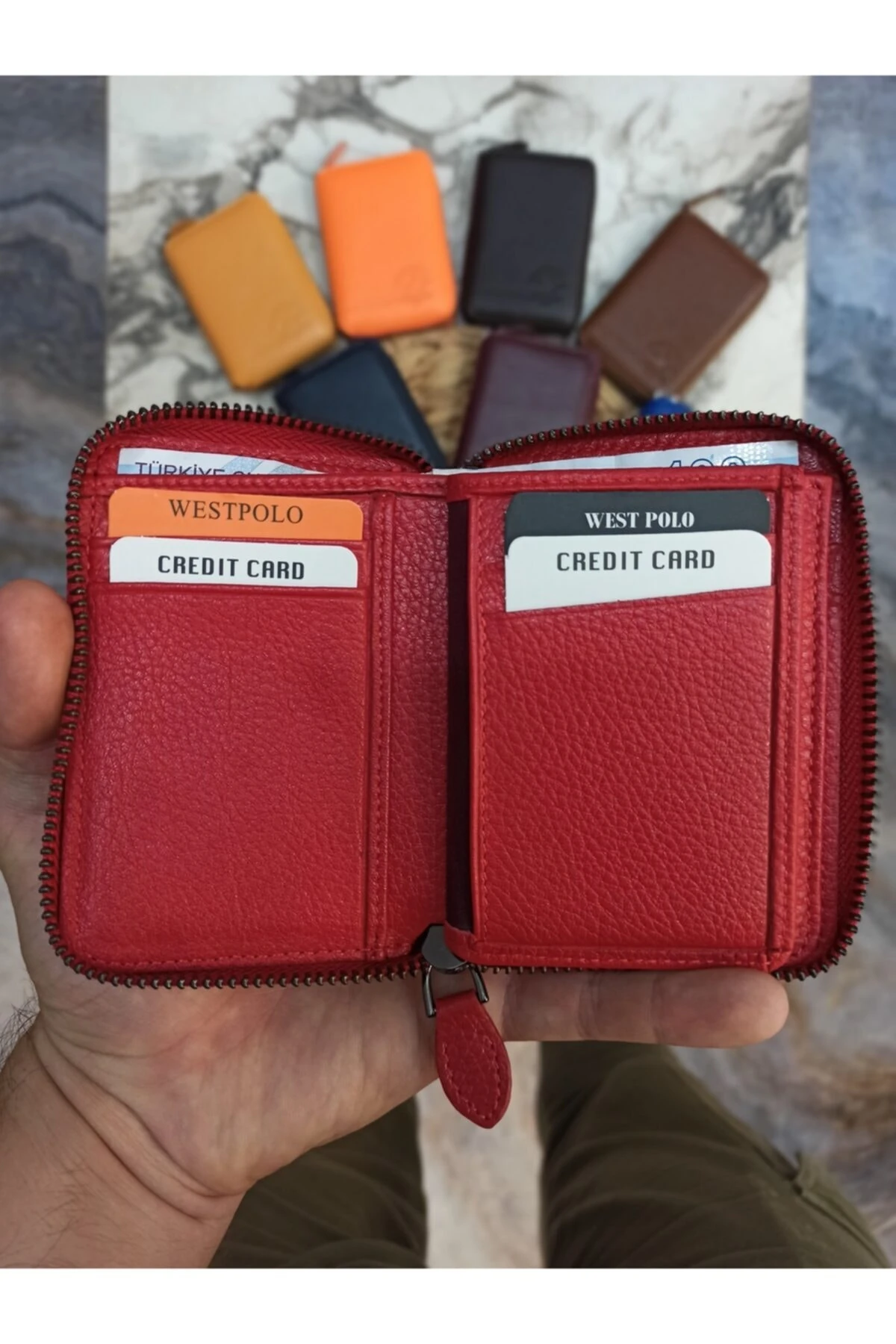 Hakiki Deri Fermuarlı Unisex Cüzdan Kartlık