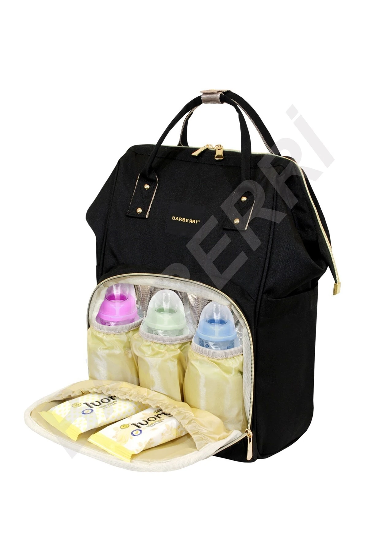 Anne Bebek Bakım Gri Klasik Sırt Çantası Ve Kapitoneli Küçük Boy El Valizi