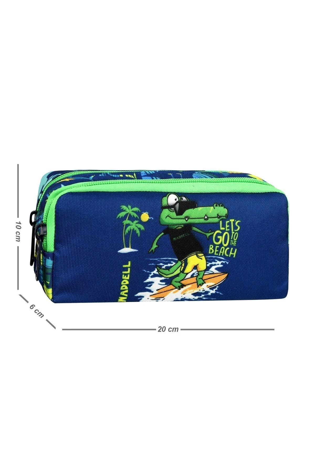 Lisanslı Kids Timsah Desenli Erkek Çocuk İlkokul ve Anasınıfı Okul Çantası 3'lü Set Yeşil - Lacivert