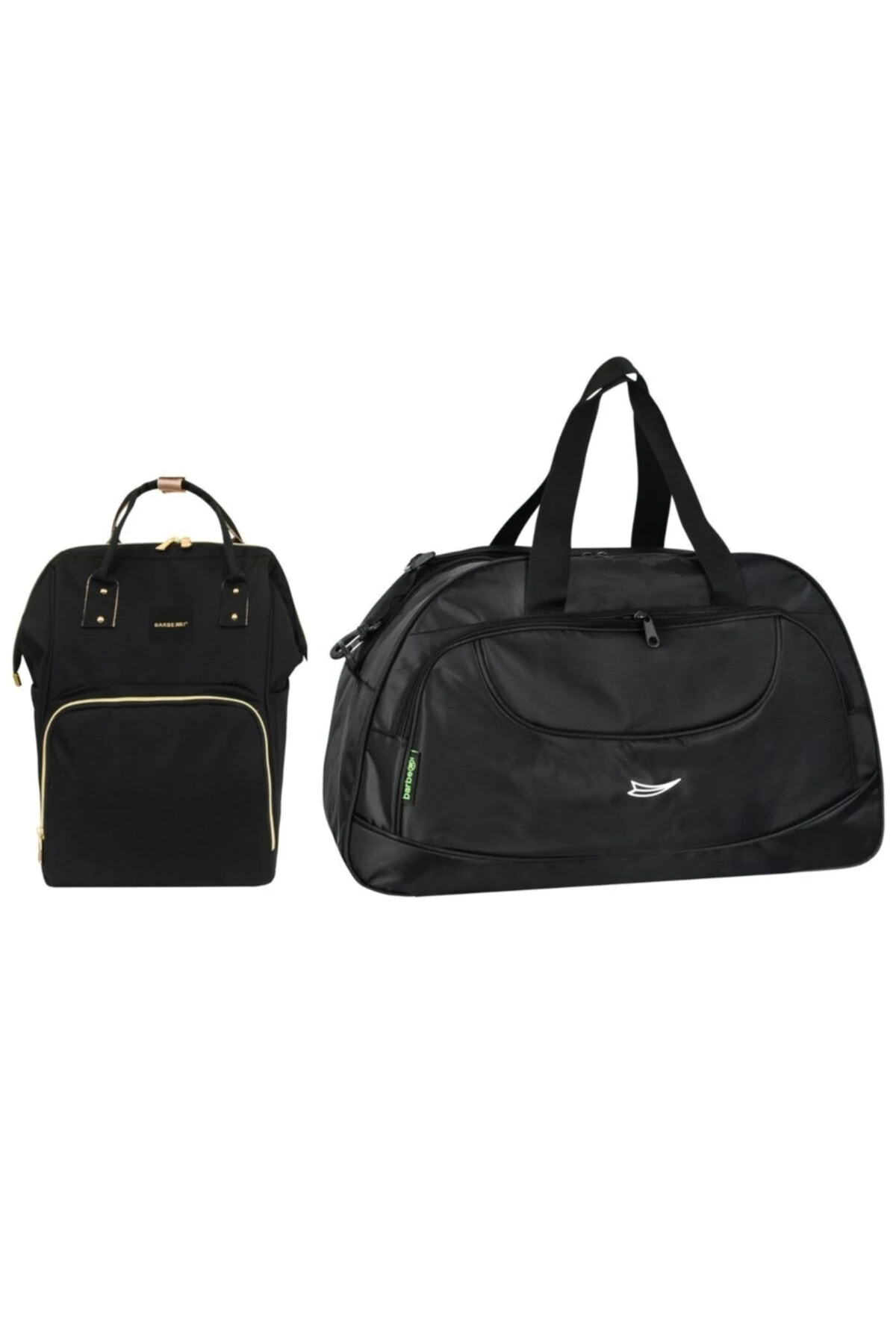 Anne Bebek Bakım Siyah Klasik Sırt Çantası Ve Büyük Boy El Valizi Kombin