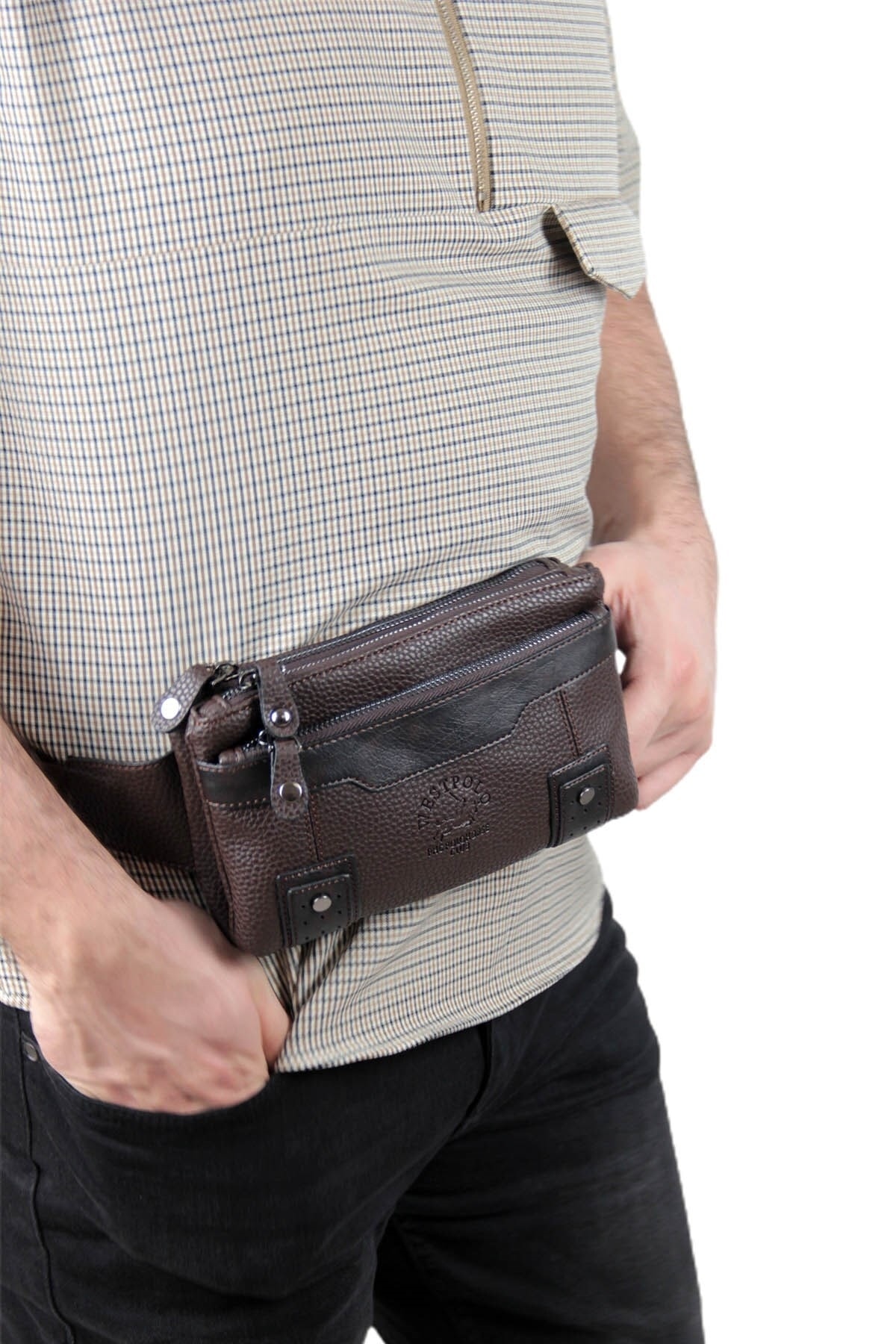 Erkek Klasik Ayarlanabilir Askılı Bel Ve Vücut Çantası Pbu6059