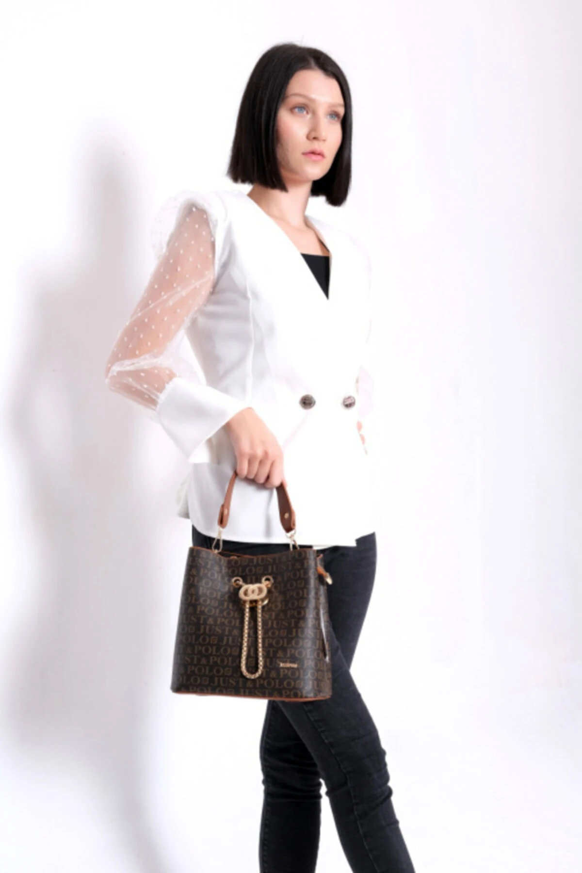 Kadın Kahverengi Toka Detaylı 2 Bölmeli El Ve Omuz Çantası