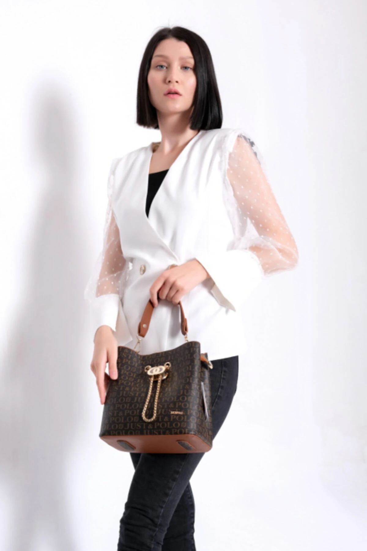 Kadın Kahverengi Toka Detaylı 2 Bölmeli El Ve Omuz Çantası