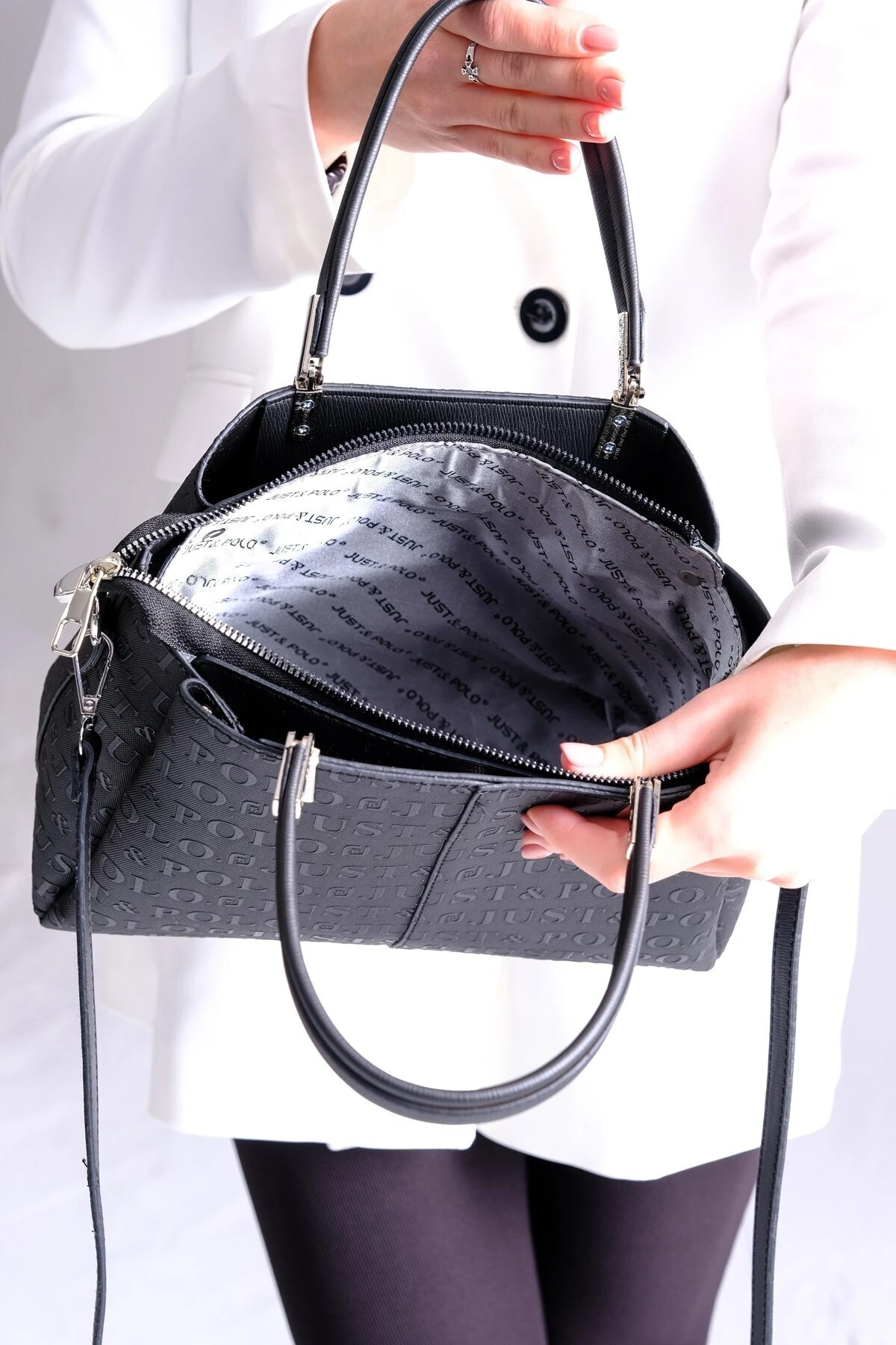 Kadın 3 Bölmeli Ayarlanabilir Uzun Askılı Omuz Çantası Ve Cüzdan Kombini Mds4018-1005