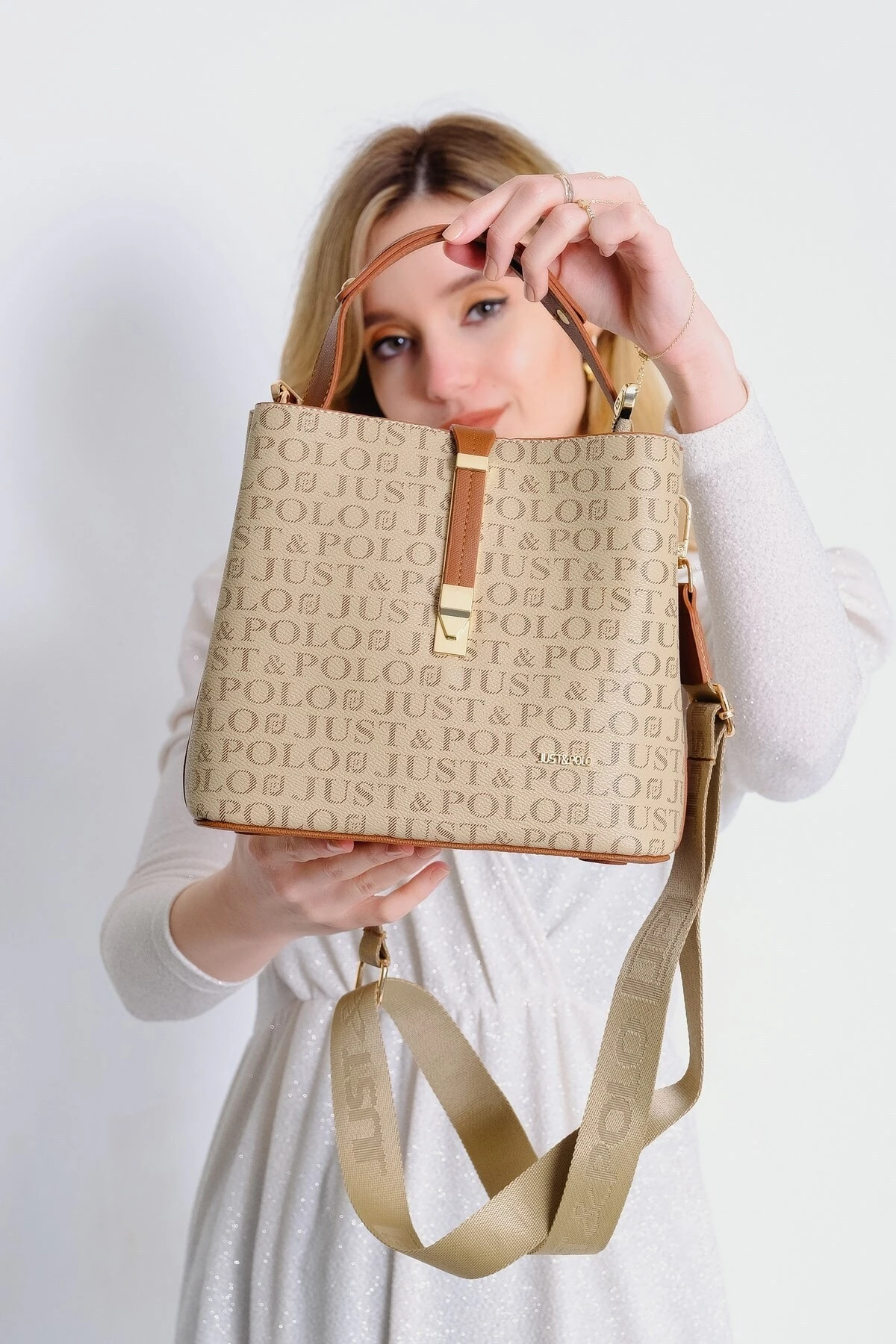 Vizon-taba Kadın Kilit Detaylı Omuz Çantası