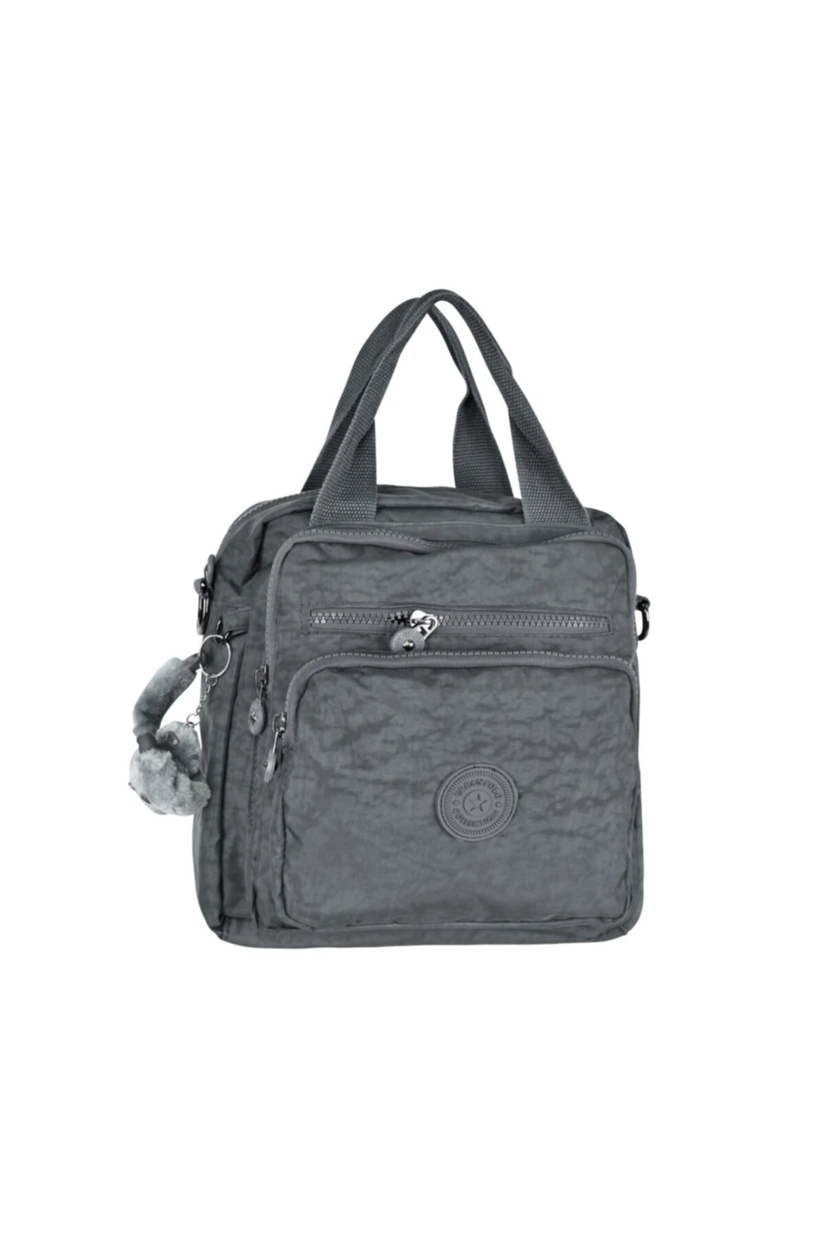 Gri Kadın Su Geçirmez Krinkıl Kumaş Omuz ve Sırt Çanta Upt2021