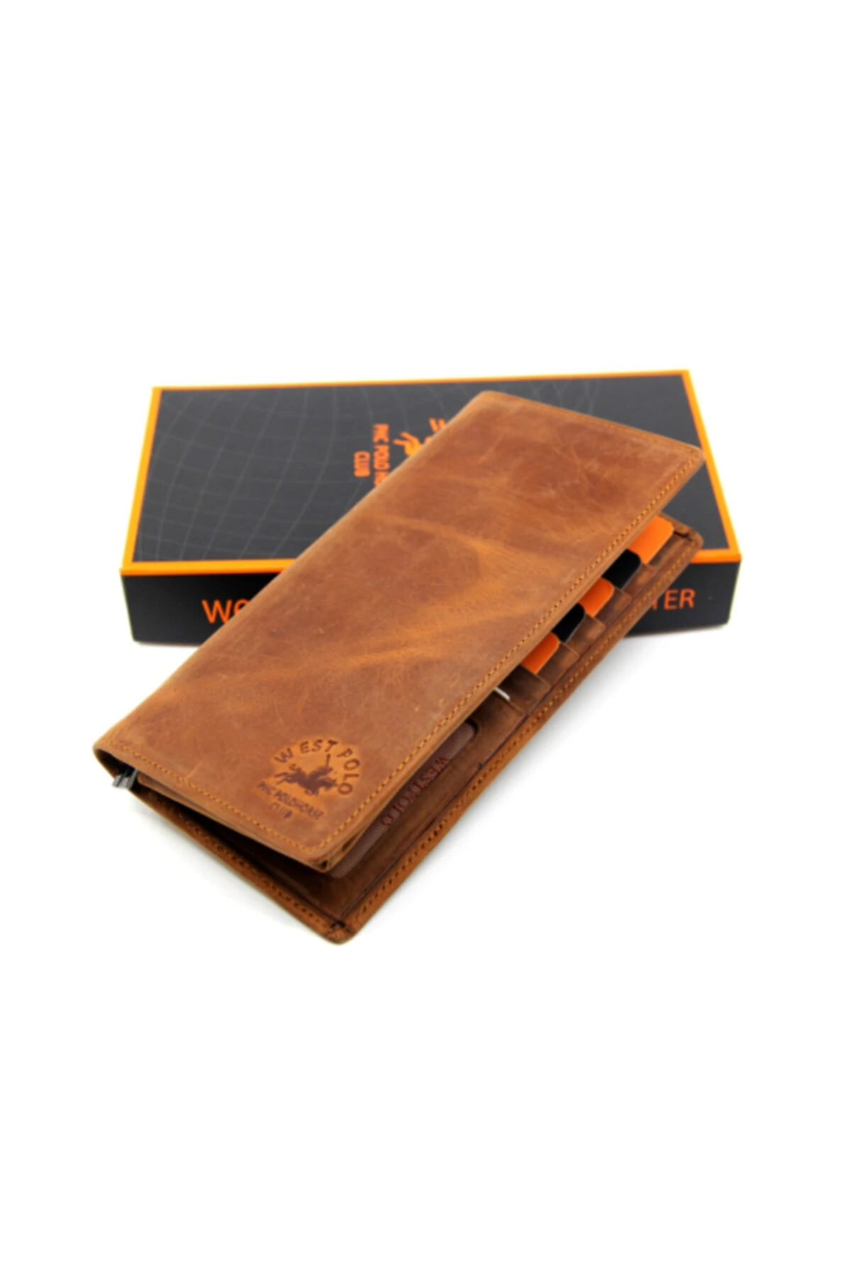 Kahverengi Unisex Vintage Crazy Hakiki Deri Cüzdan Kartlık