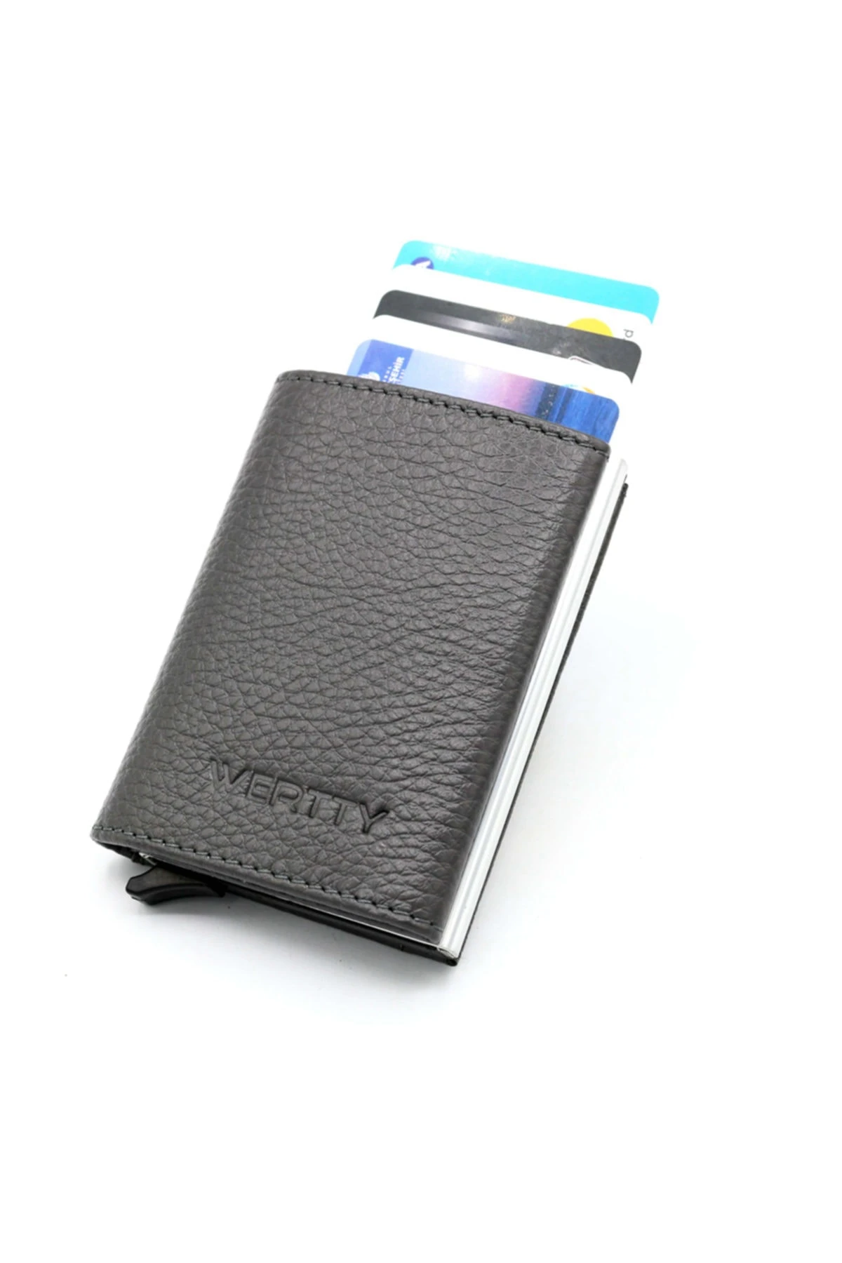 Gri Erkek Ojinal Deri Mekanizmalı Cüzdan Kartlık 6225540