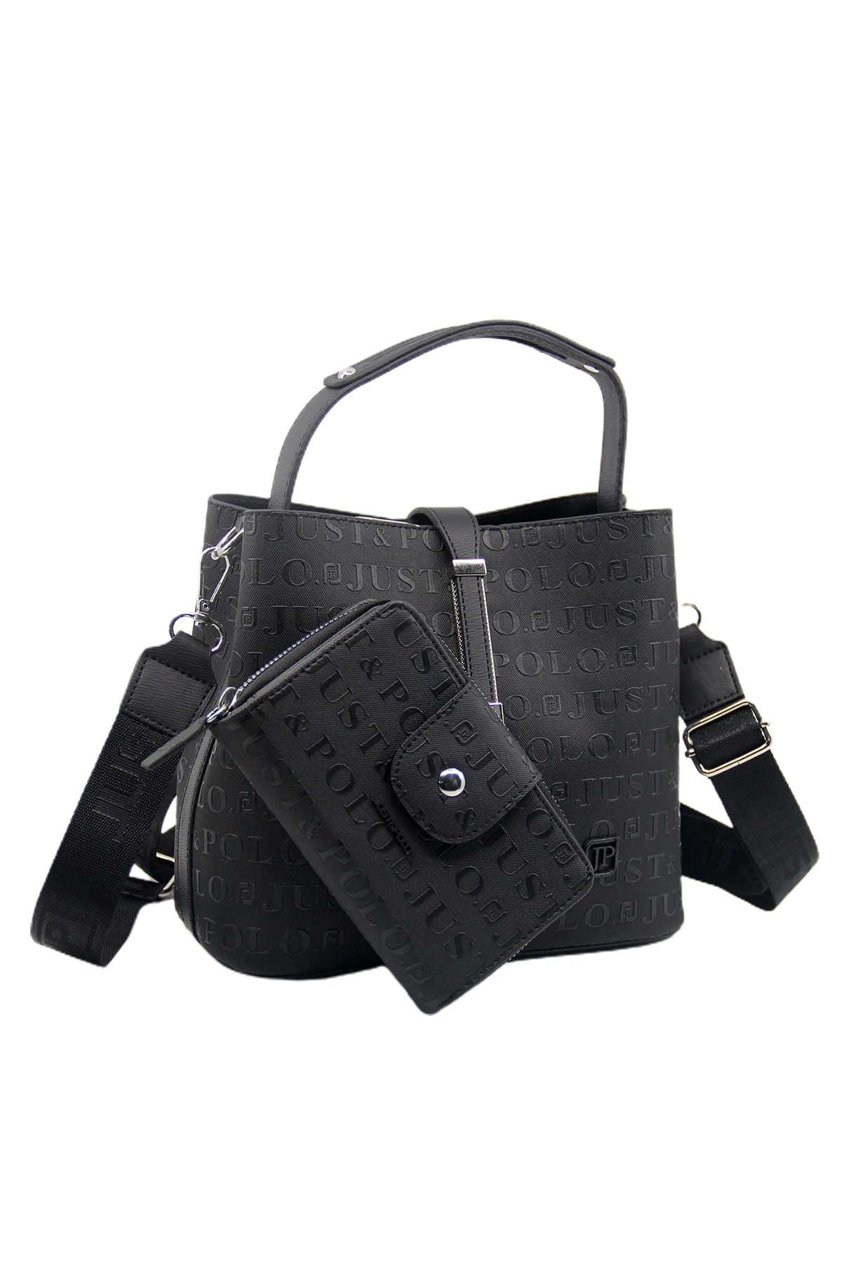 Kadın Yeni Sezon Siyah Omuz Çanta Ve Cüzdan Seti