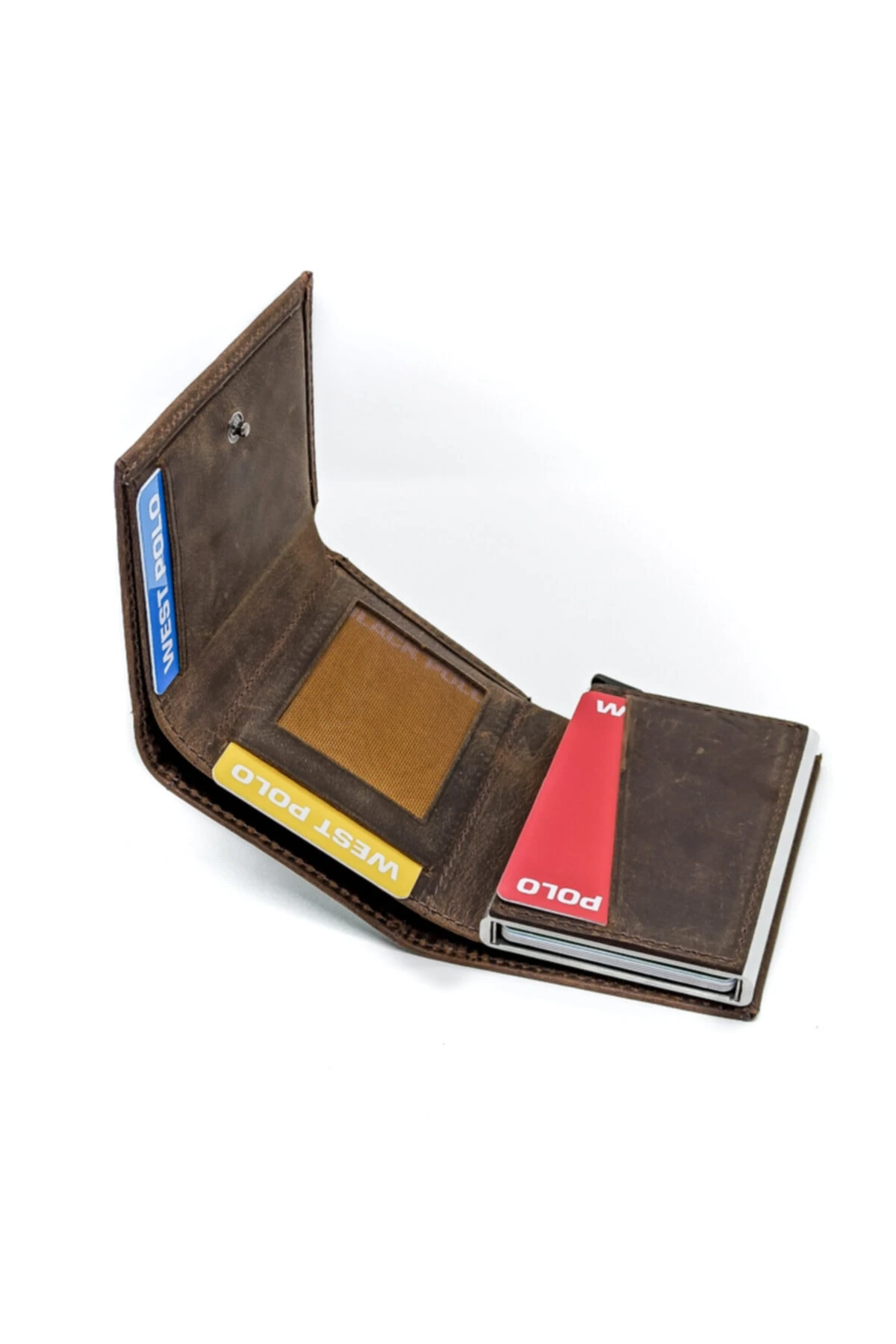 Hakiki Crazy Deri Mekanizmalı Cüzdan Kahverengi