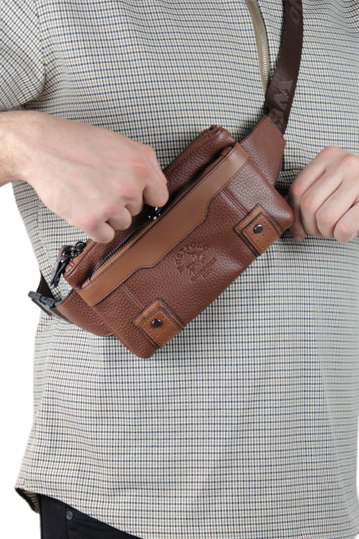 Erkek Klasik Ayarlanabilir Askılı Bel Ve Vücut Çantası Pbu6059