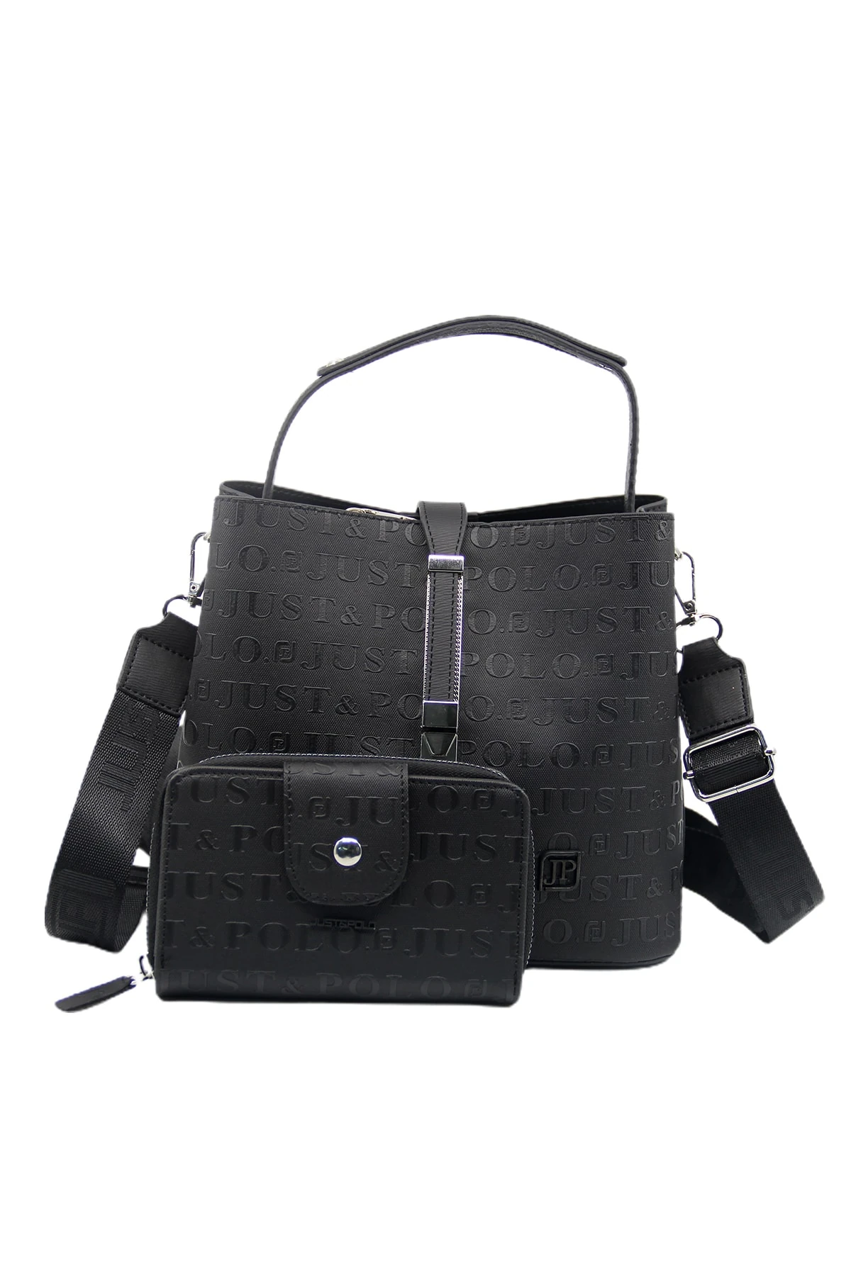 Kadın Yeni Sezon Siyah Omuz Çanta Ve Cüzdan Seti