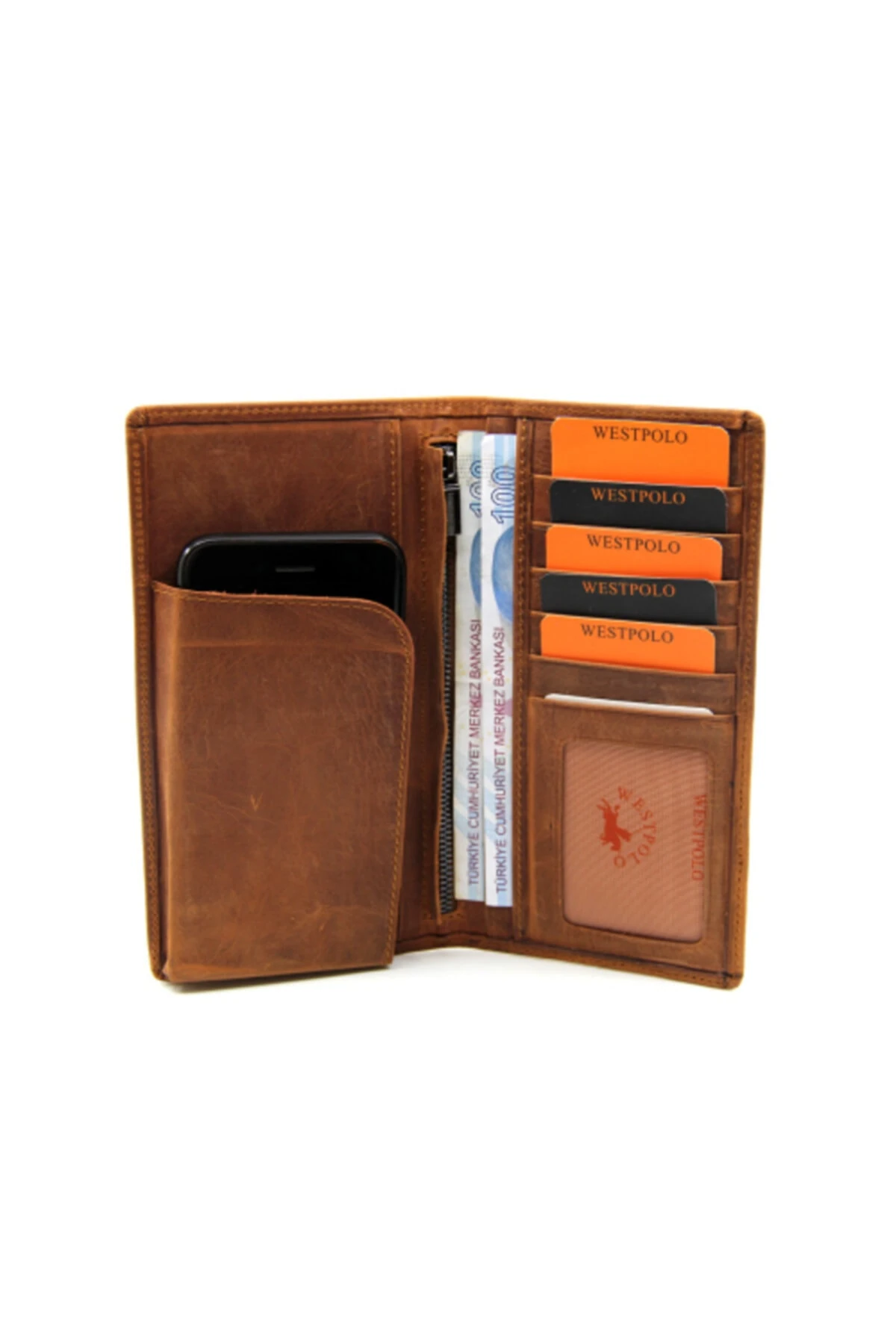 Kahverengi Unisex Vintage Crazy Hakiki Deri Cüzdan Kartlık