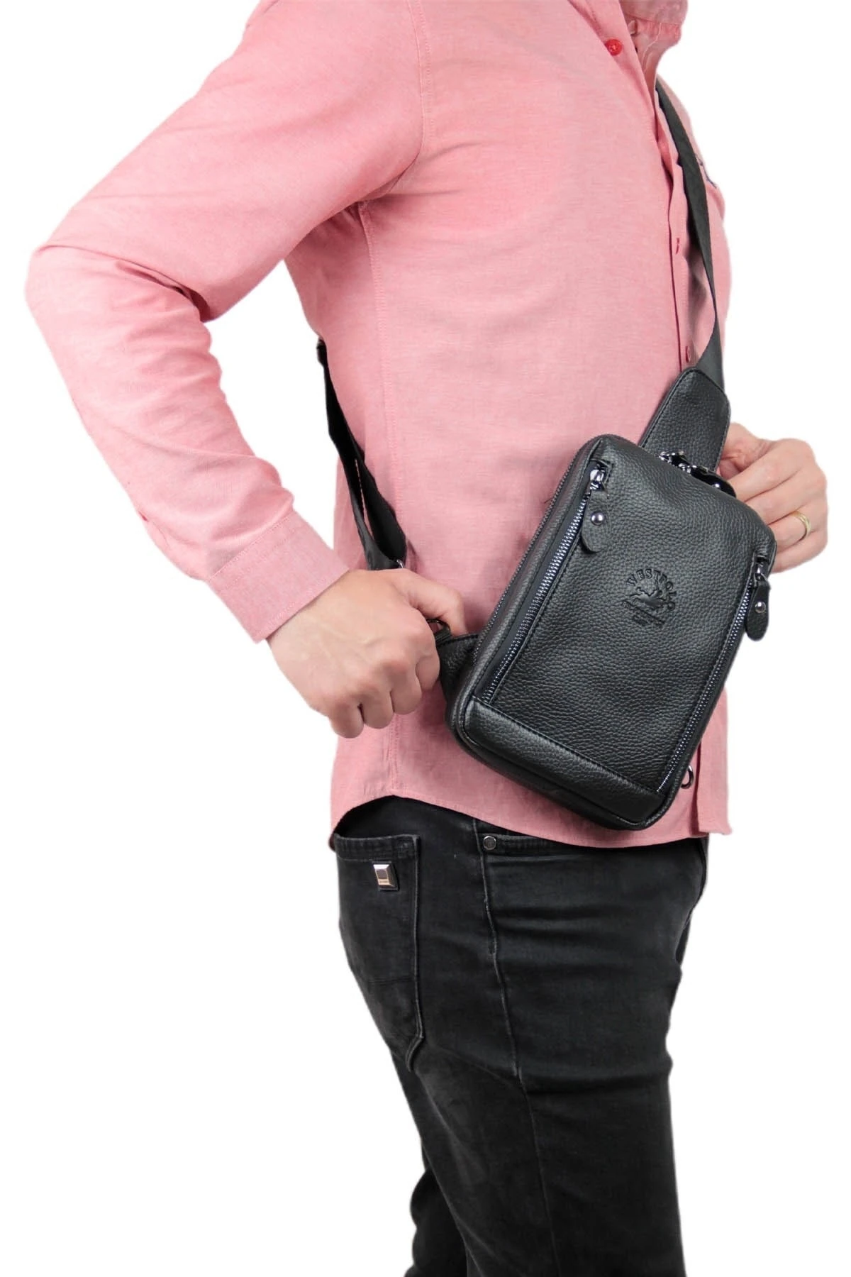 Erkek Siyah Ayarlanabilir Askılı Vücut Çantası Pbu7033