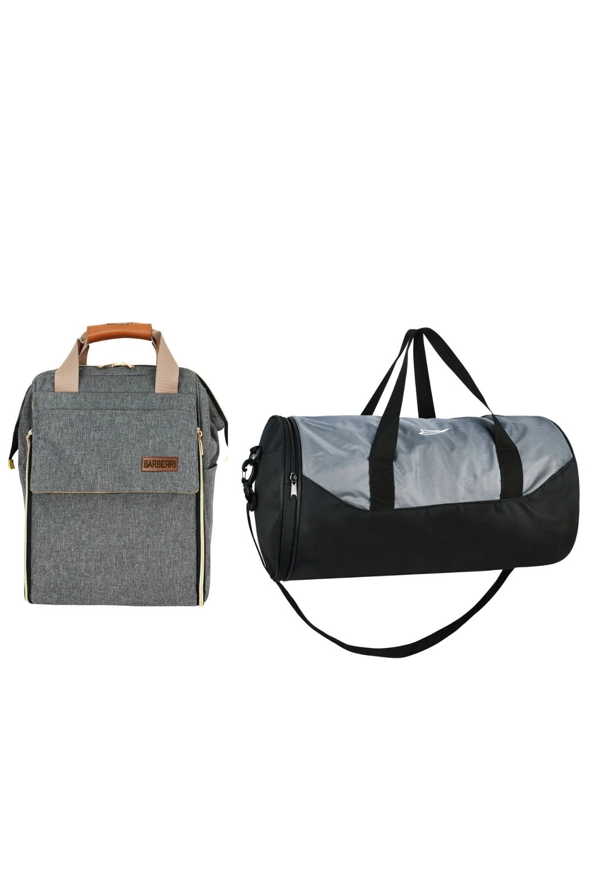 Kadır Gri Bebek Bakım Yataklı Sırt Çantası Ve Orta Boy Spor/seyahat El Valizi