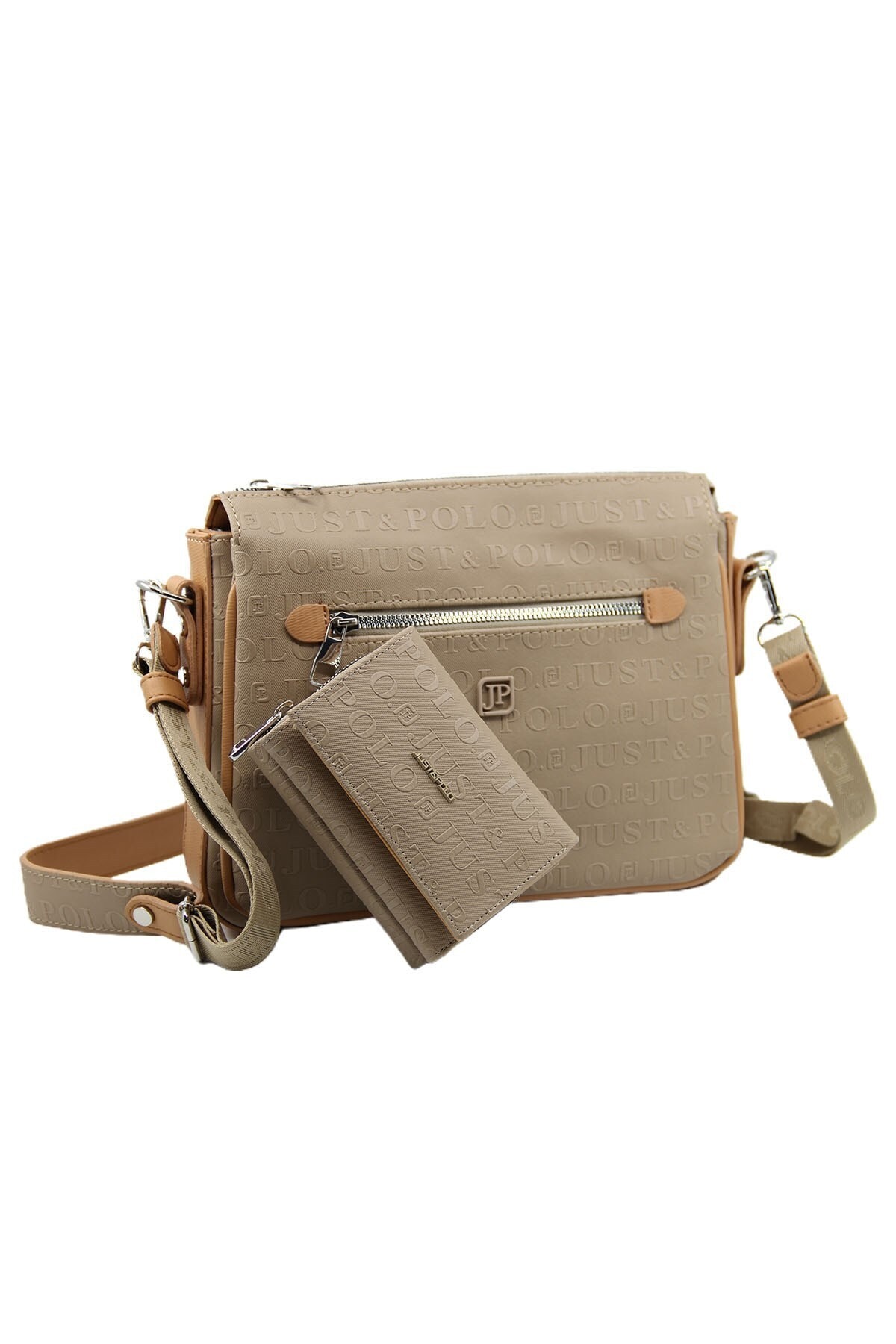 Kadın 3 Bölmeli Ayarlanabilir Uzun Askılı Postacı Çanta Ve Cüzdan Kombini Mds4013-1002