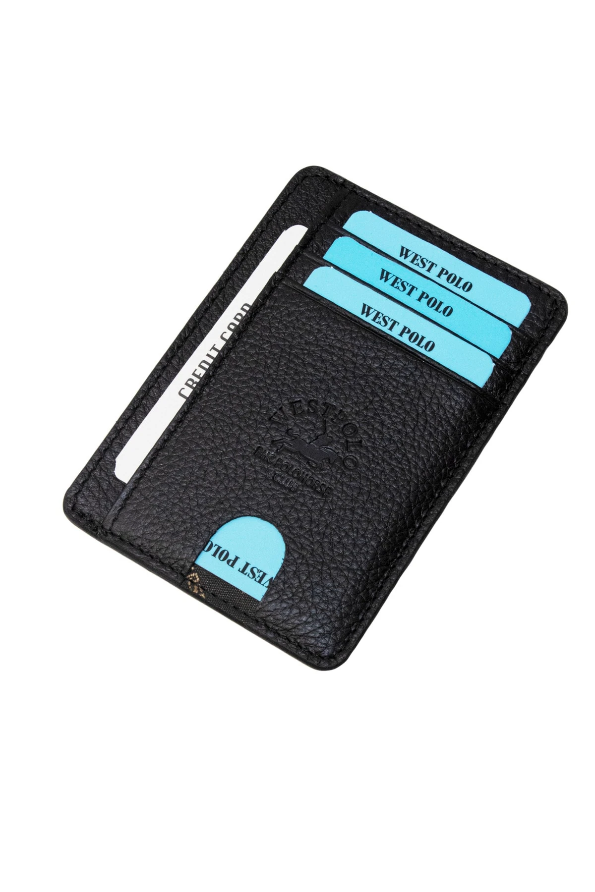 Hakiki Deri 6 Kart Kapasiteli Siyah Unisex Kartlık