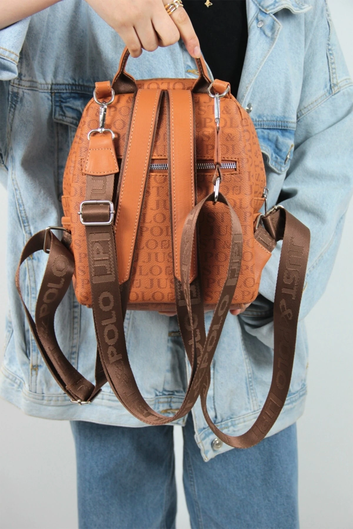 Taba Çok Bölmeli Astarlı Ayarlanabilir Askılı Kadın Sırt Çantası Mds2177