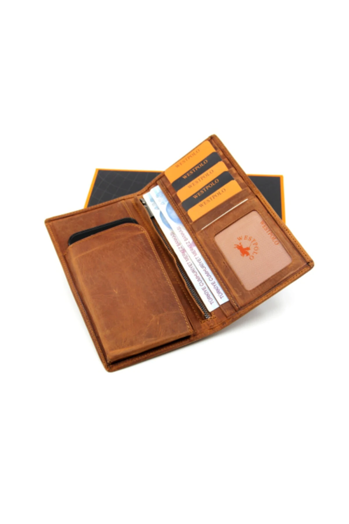 Kahverengi Unisex Vintage Crazy Hakiki Deri Cüzdan Kartlık