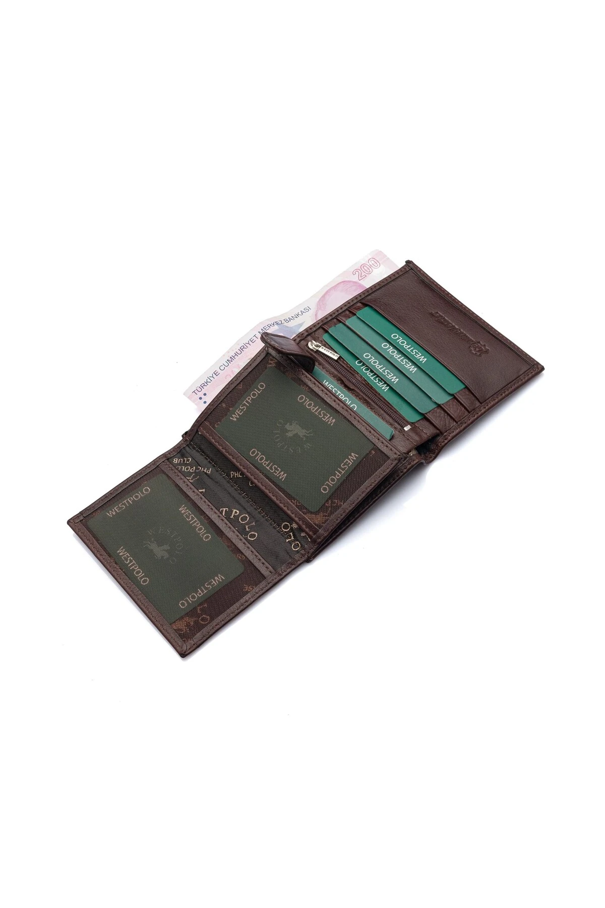 Bozuk Para Bölmeli Bol Kartlıklı Hakiki Deri Kahverengi Erkek Cüzdan TRY67