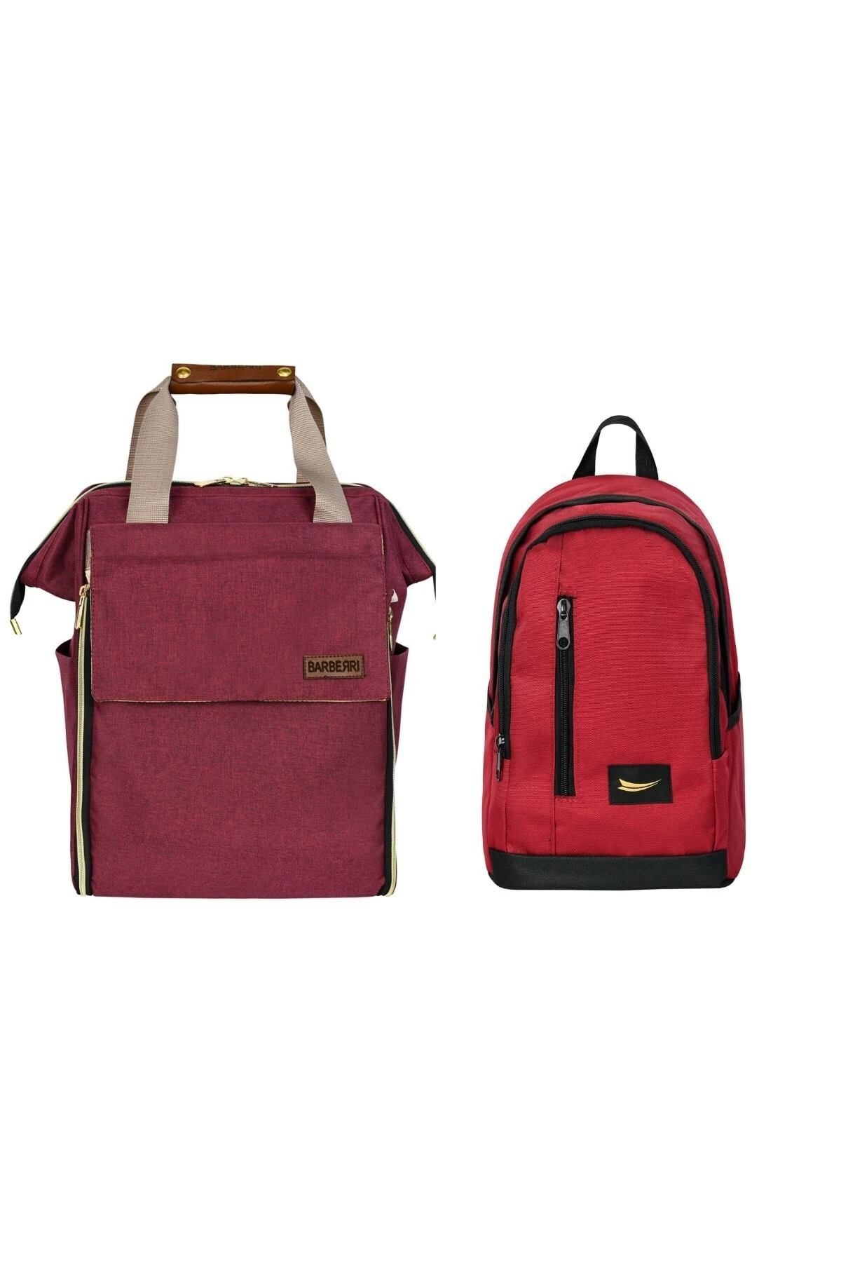 Anne Bebek Bakım Bordo Luks Yataklı Sırt Çantası Ve Mini Sırt Çantası