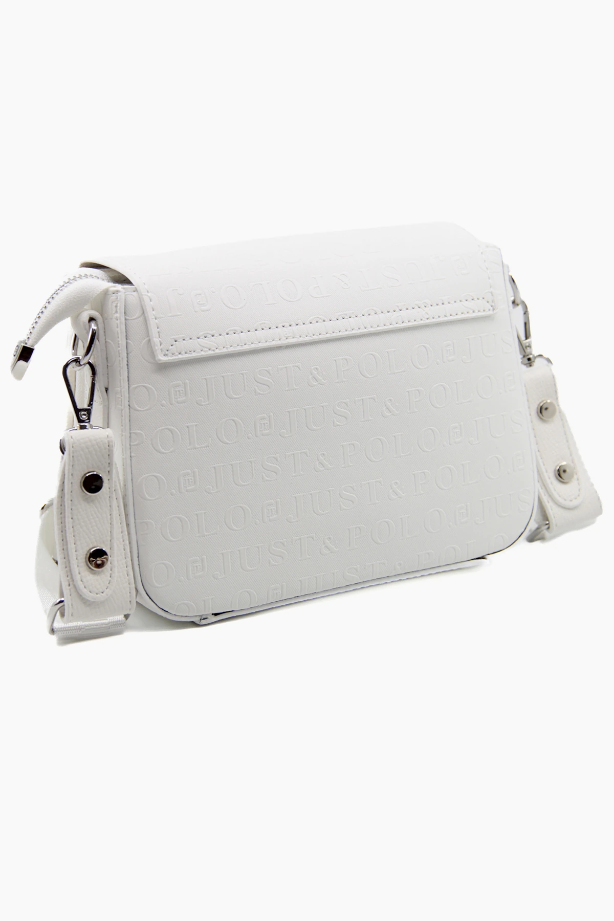 Beyaz Baskı Desenli Kolon Askılı 4 Bölmeli Kadın Omuz Çantası 25x15cm Pbu2184