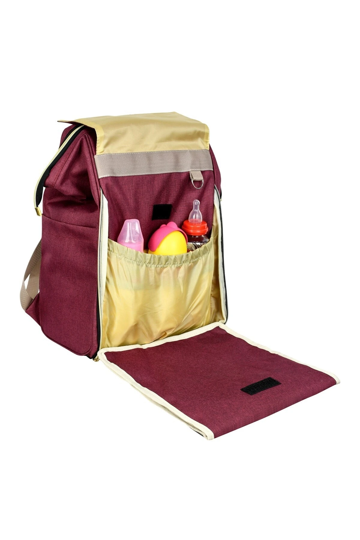 Kadın Bordo Bebek Bakım Luks Yataklı Sırt Çantası Ve Kapitoneli Küçük Boy Spor/seyahat El Valizi