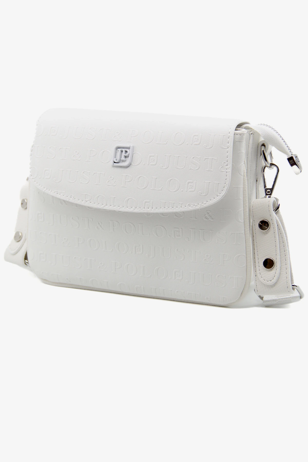 Beyaz Baskı Desenli Kolon Askılı 4 Bölmeli Kadın Omuz Çantası 25x15cm Pbu2184