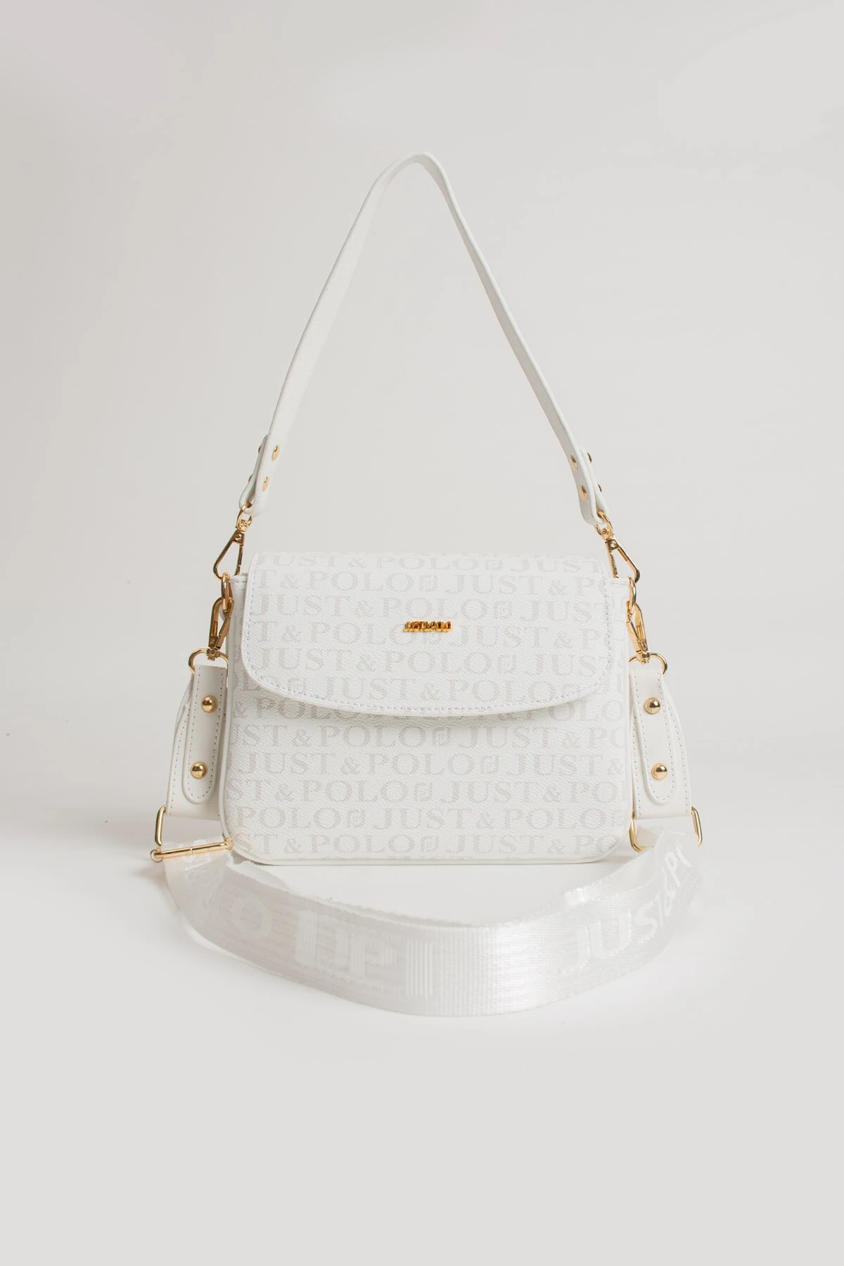 Yeni Sezon Kolon Askılı 4 Bölmeli Beyaz Kadın Omuz Çantası 25x15cm PBU2174