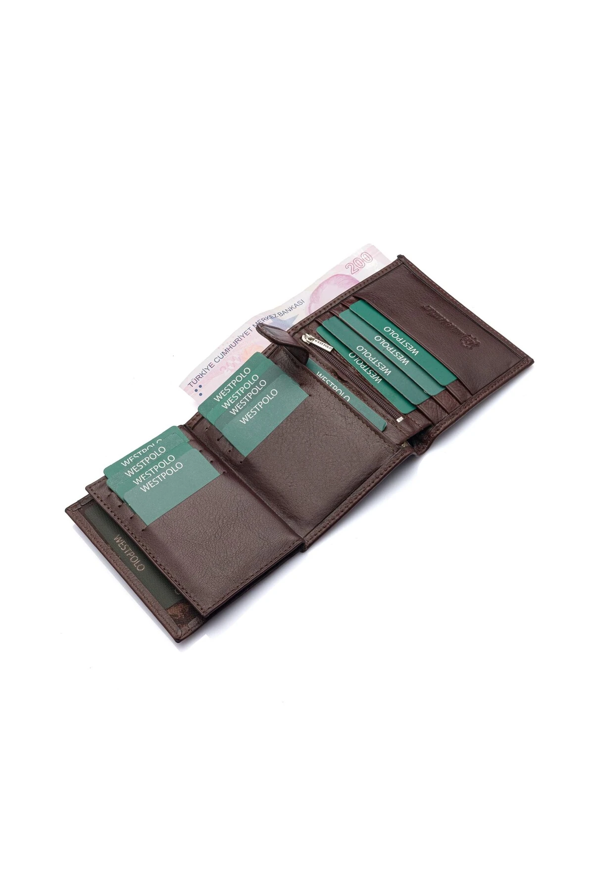 Bozuk Para Bölmeli Bol Kartlıklı Hakiki Deri Kahverengi Erkek Cüzdan TRY67