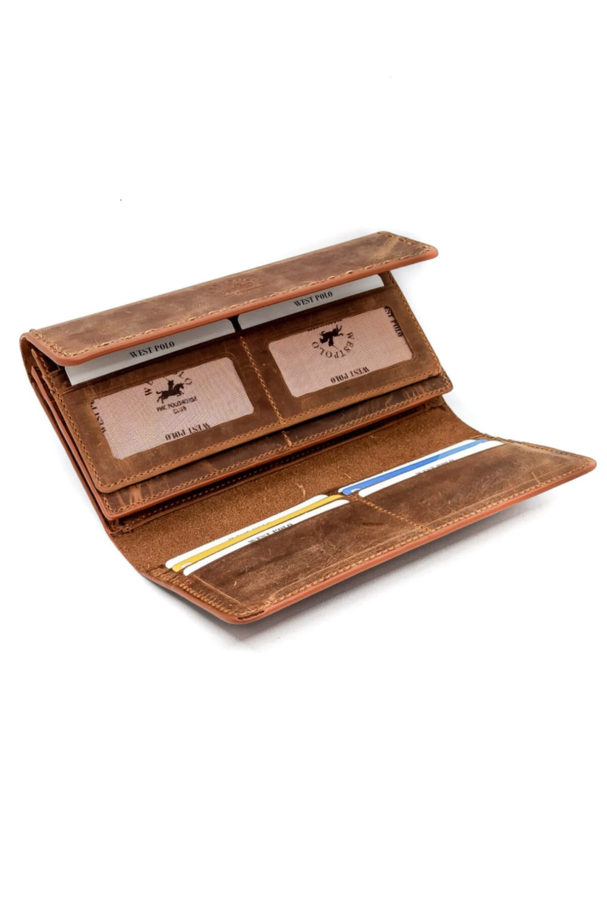 Hakiki Eskitme Deri Saraç Dikişli Unisex Cüzdan