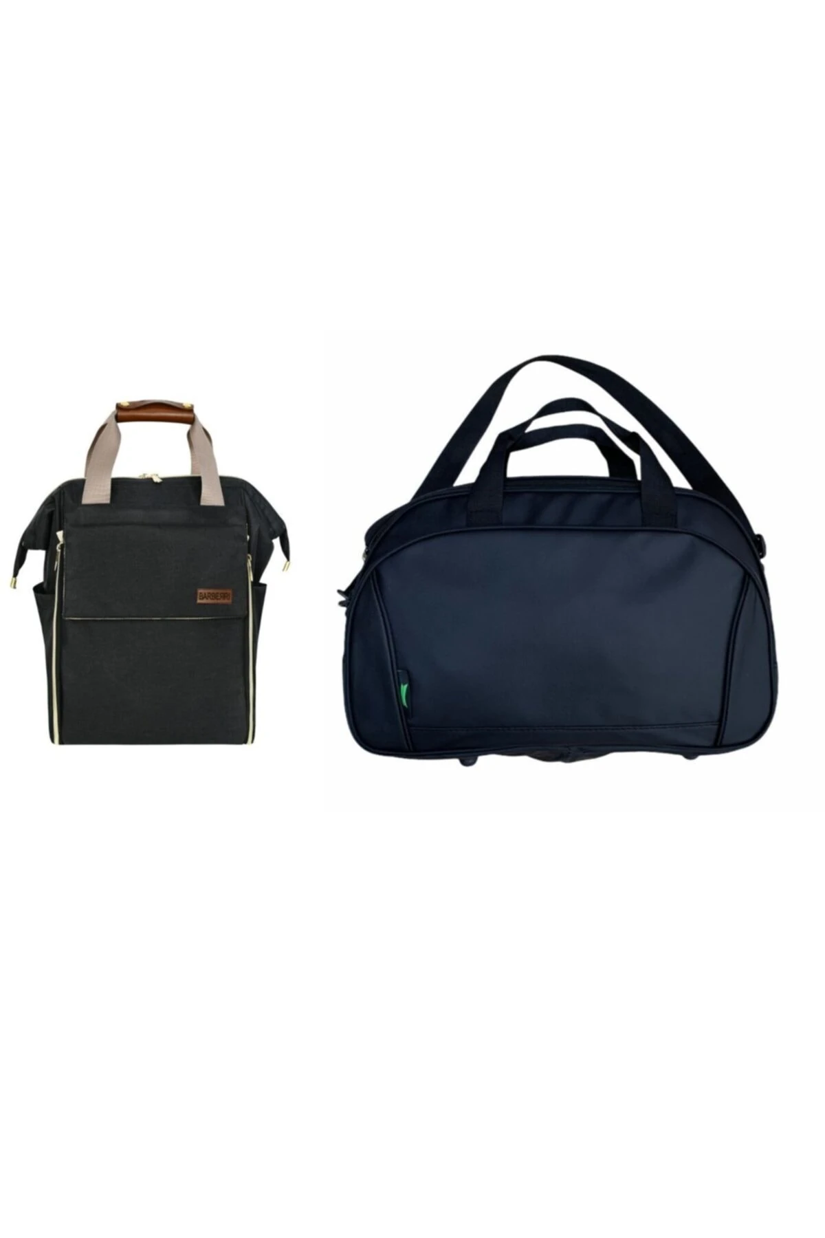 Anne Bebek Bakım Siyah Luks Yataklı Sırt Çantası Ve Orta Boy El Valizi