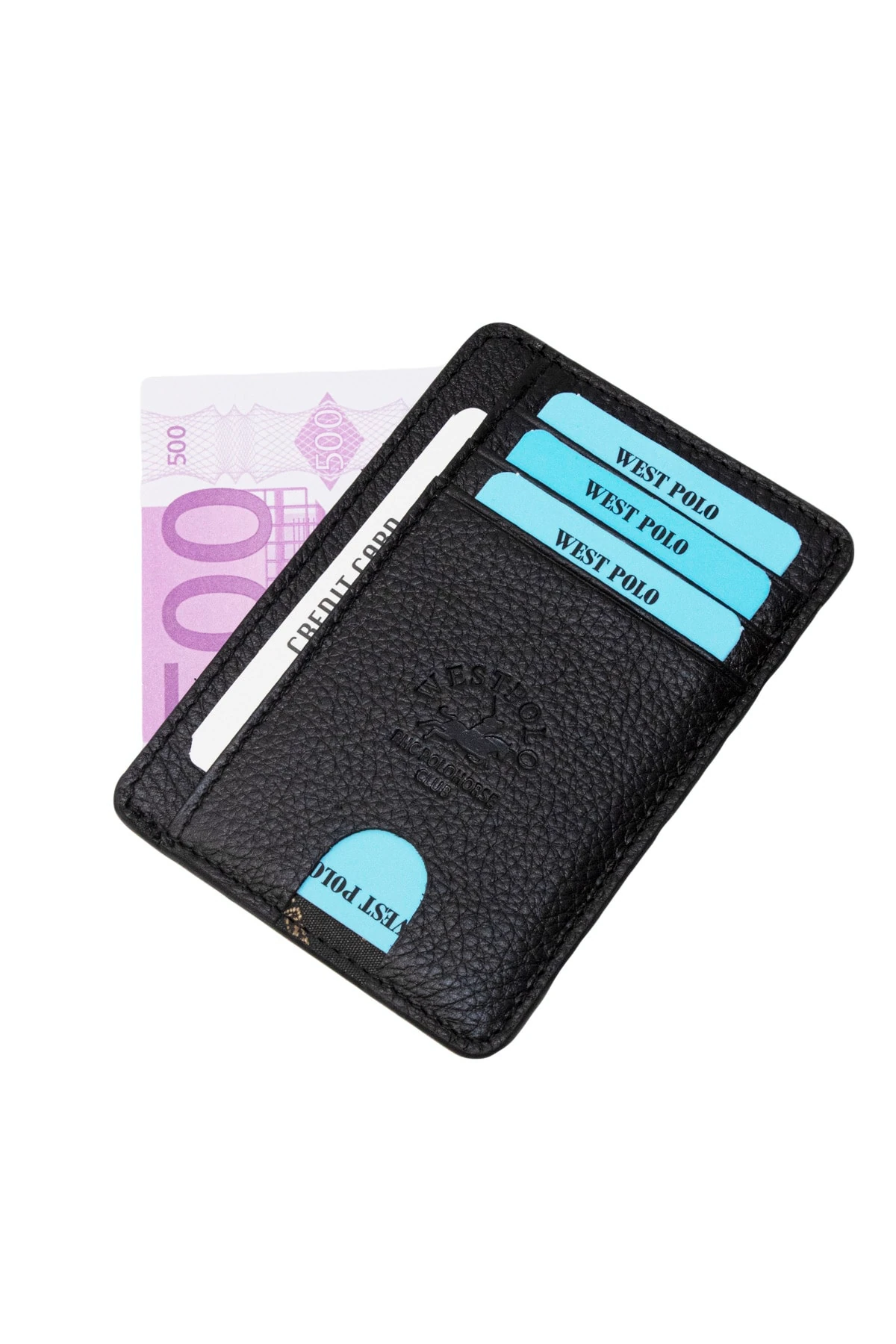 Hakiki Deri 6 Kart Kapasiteli Siyah Unisex Kartlık