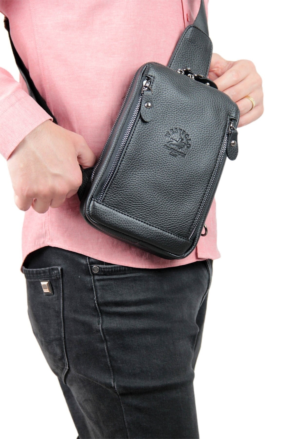 Erkek Siyah Ayarlanabilir Askılı Vücut Çantası Pbu7033