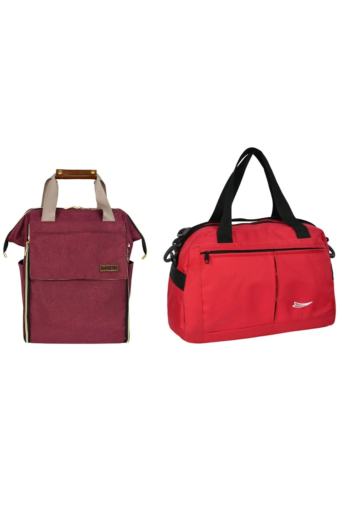 Anne Bebek Bakım Bordo Luks Yataklı Sırt Çantası Ve Küçük Boy El Valizi Kombin