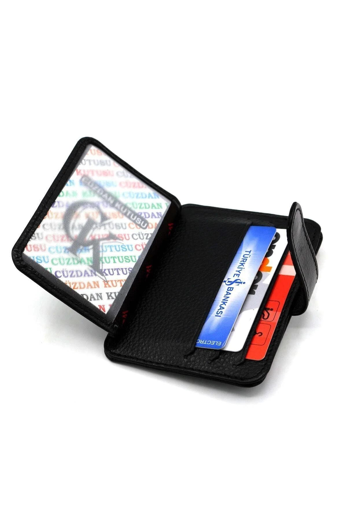 Unisex Siyah Hakiki Deri Kartlık