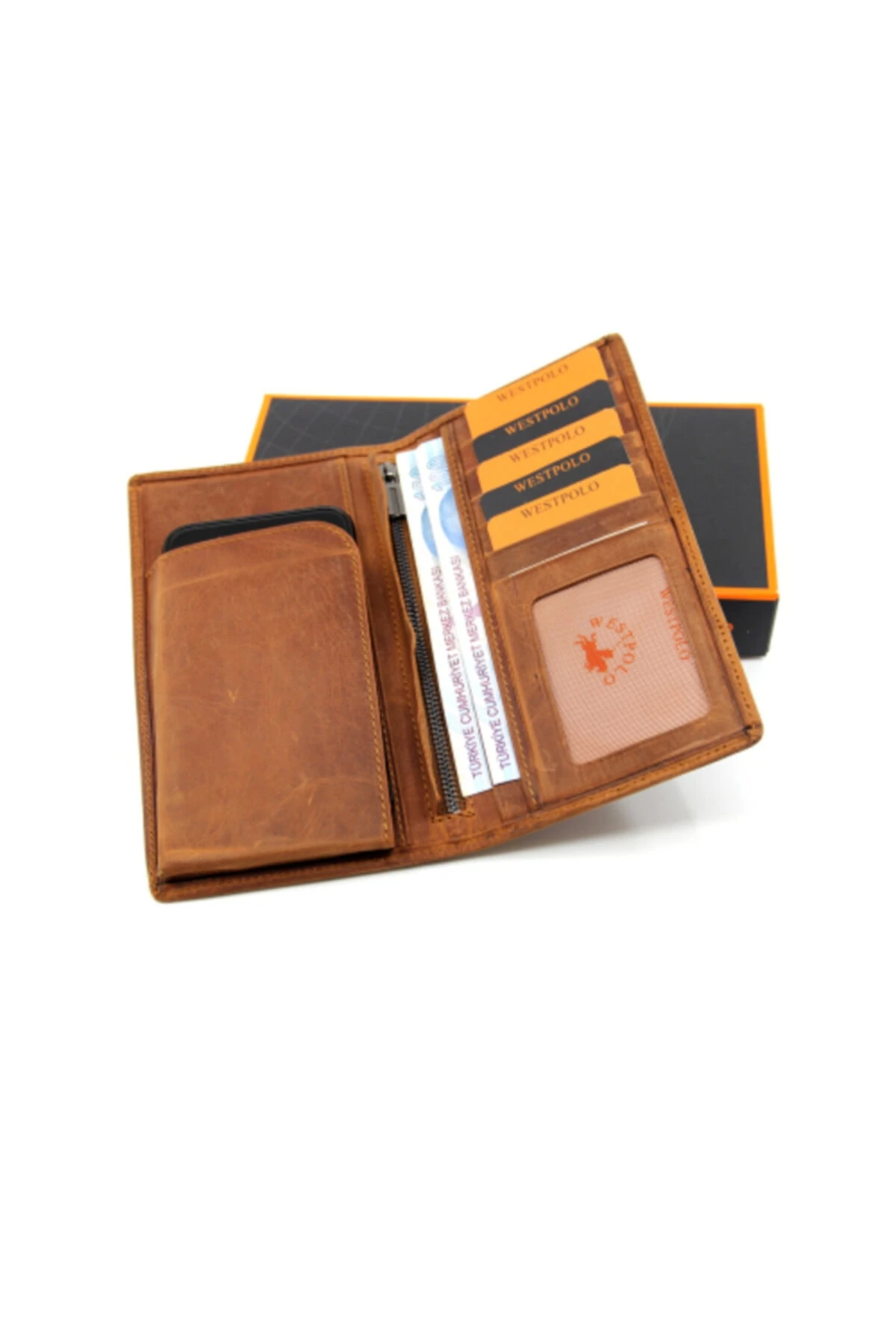 Kahverengi Unisex Vintage Crazy Hakiki Deri Cüzdan Kartlık