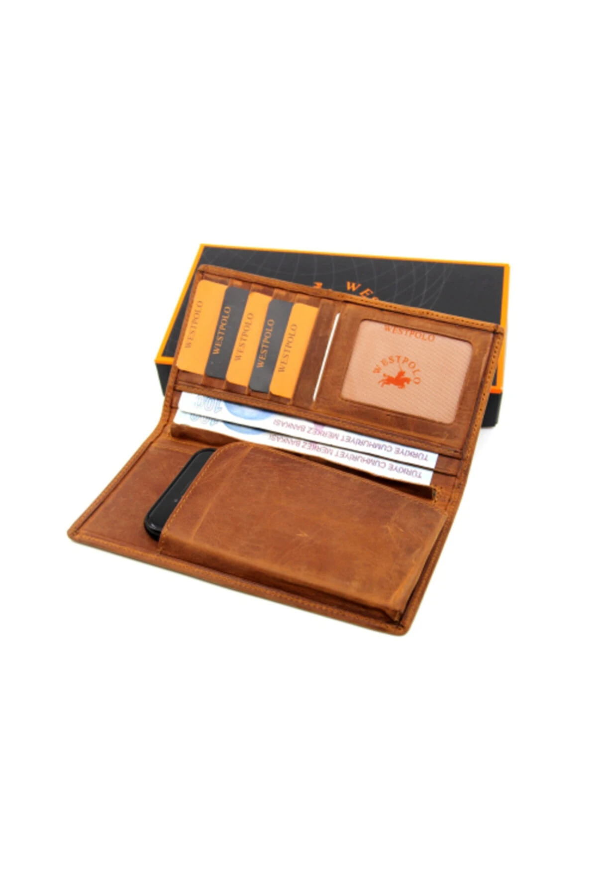 Kahverengi Unisex Vintage Crazy Hakiki Deri Cüzdan Kartlık