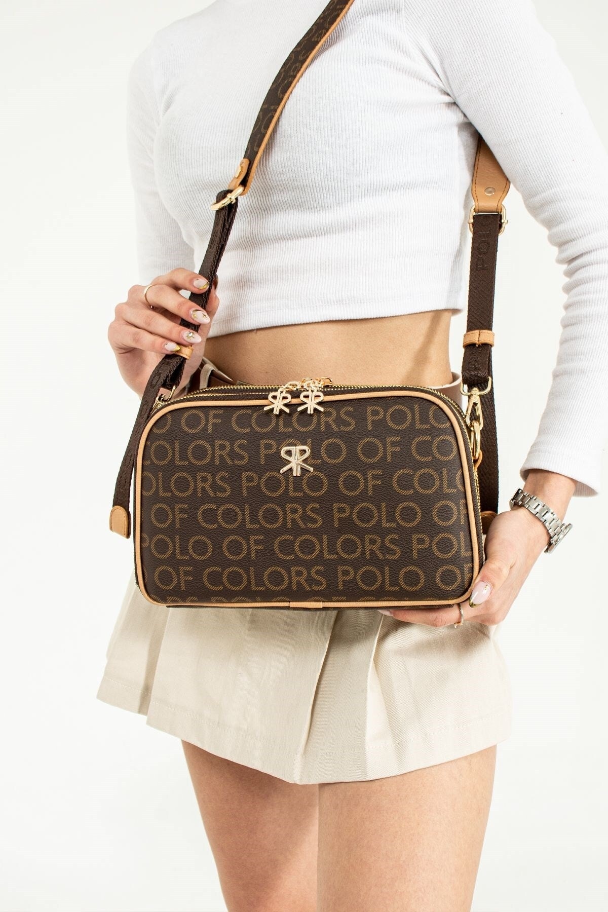 Kadın Kahverengi Taba 5 Bölmeli Ayarlanabilir Uzun Askılı Postacı Omuz Çantası 28x17cm Pbu3011