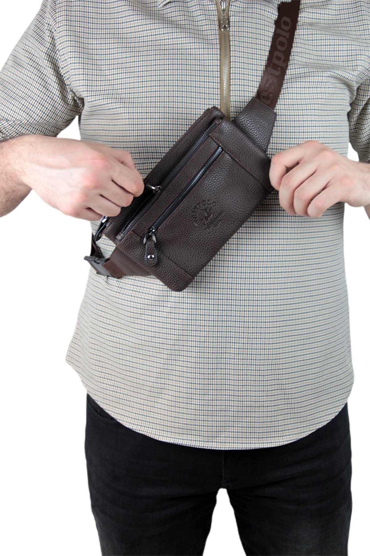 Erkek Klasik Ayarlanabilir Askılı Bel Ve Vücut Çantası Pbu6058