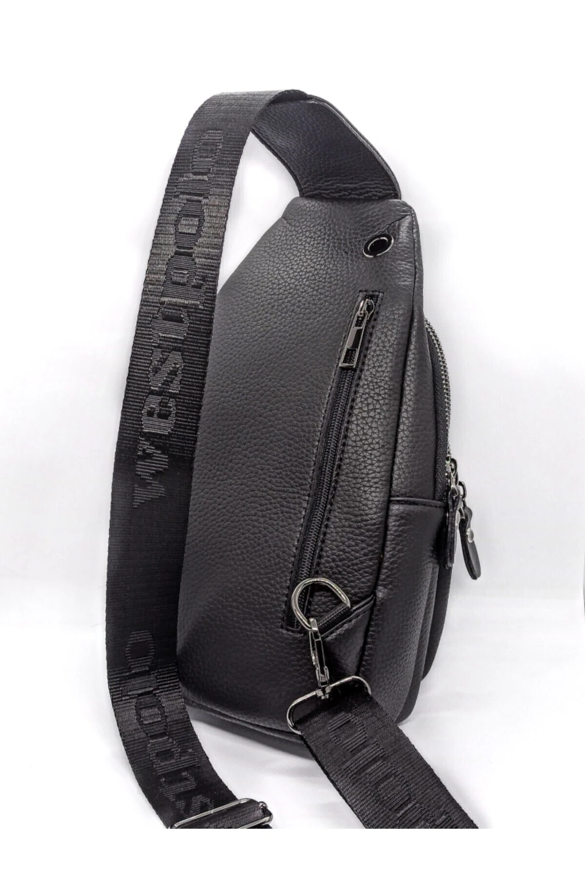 Erkek Siyah Çok Bölmeli Çapraz Göğüs Ve Omuz Çantası